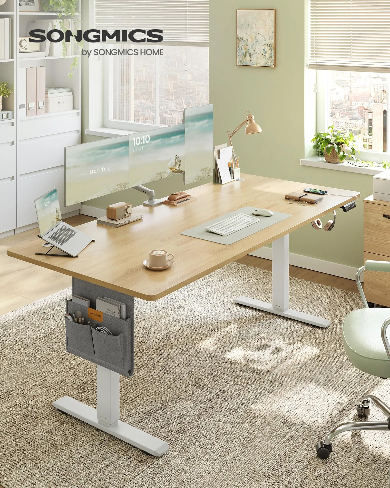 SONGMICS Scrivania Elettrica Regolabile in Altezza, 80 x 180 x (72-120) cm - immagine 2