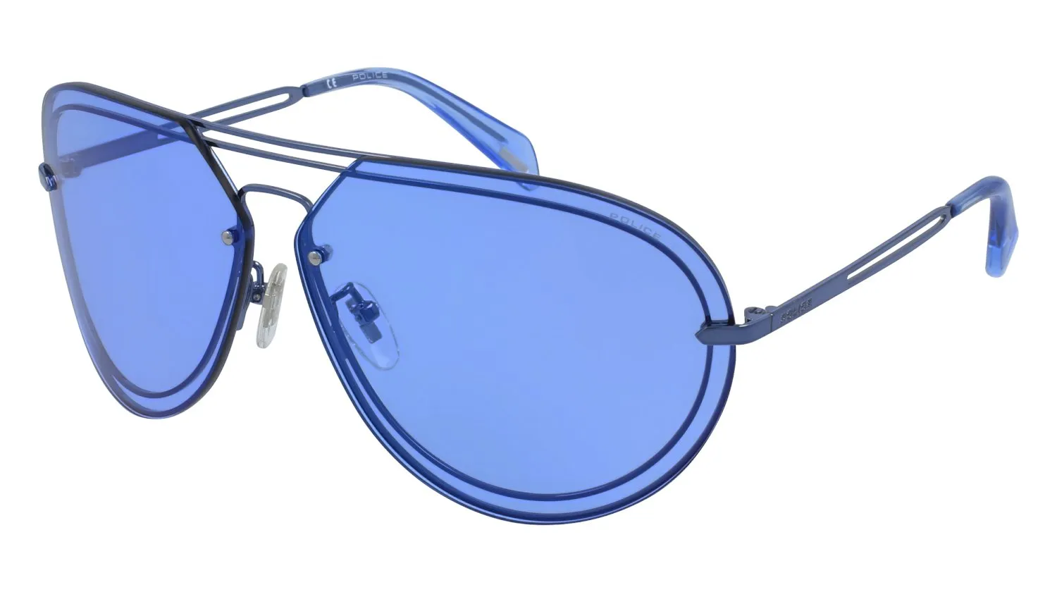 Police SPLA93 STEREO 1 R70B Occhiali da sole Metallo Blu Blu Pilot Normale Specchiato - immagine 1