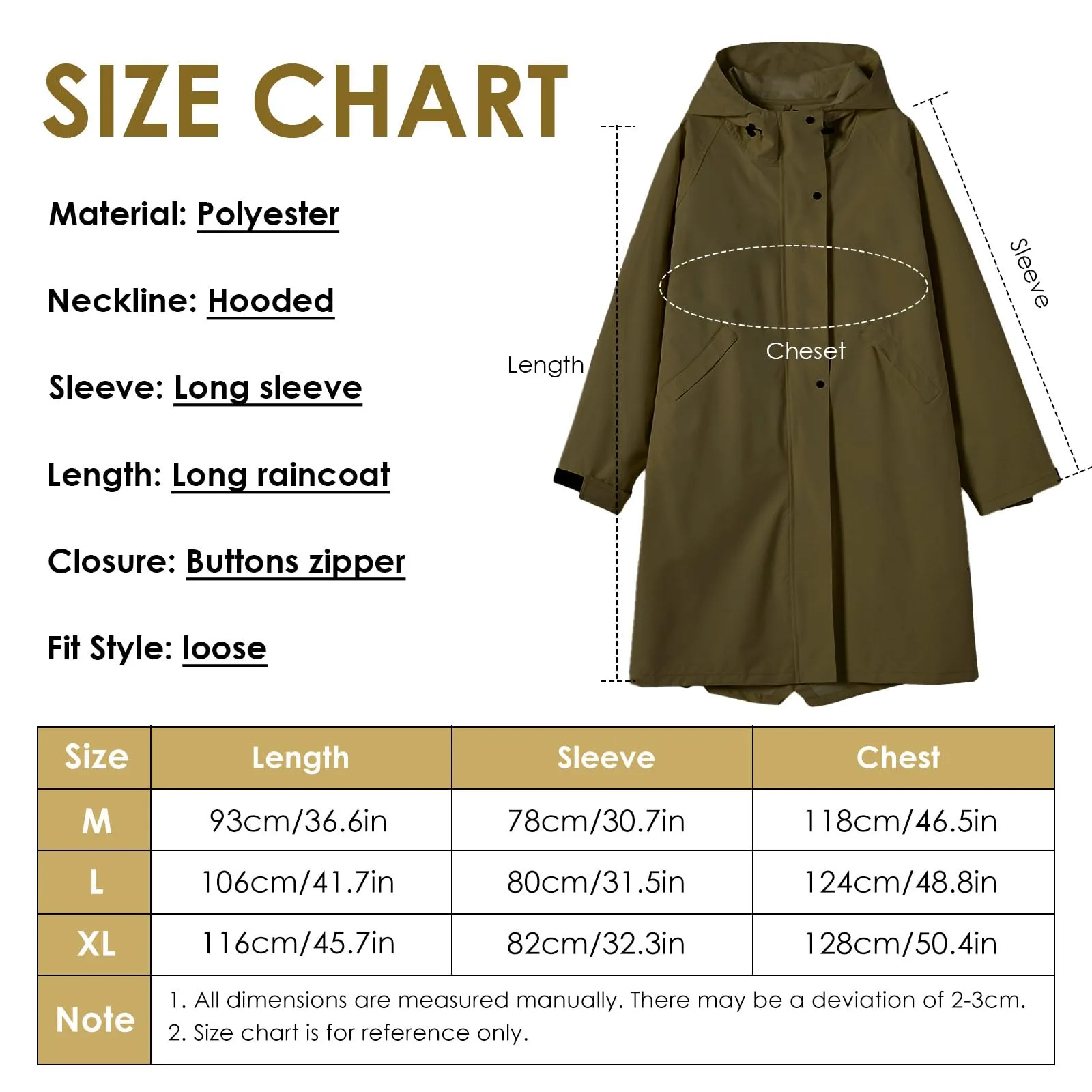 SOPPY Impermeabile da donna, leggero, lungo, impermeabile, giacca a vento, traspirante, per attività all'aperto, Marrone, XL - immagine 4