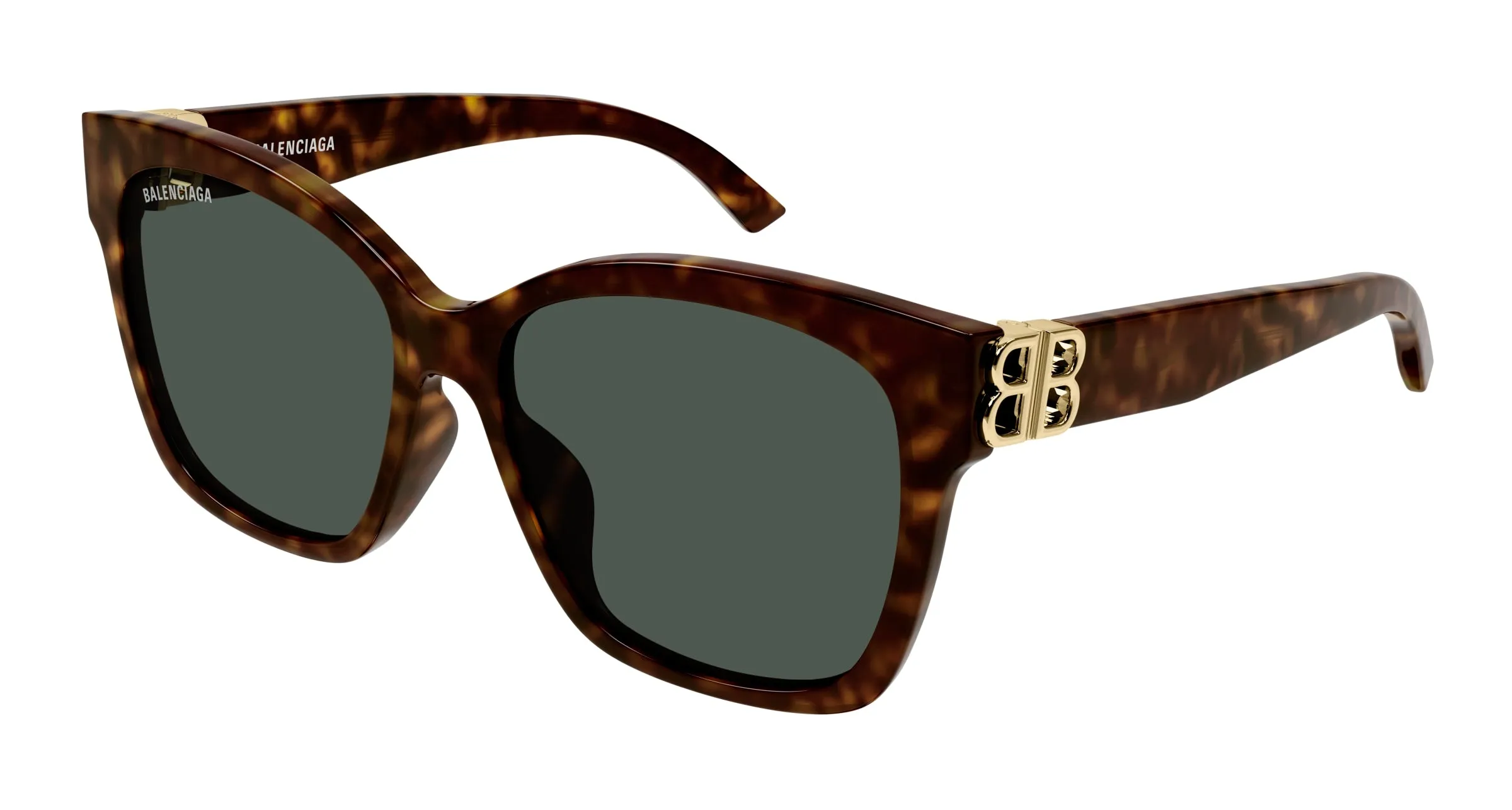 Balenciaga BB0102SA 002 Occhiali da sole Acetato Havana Verde Cat Eye Normale - immagine 1