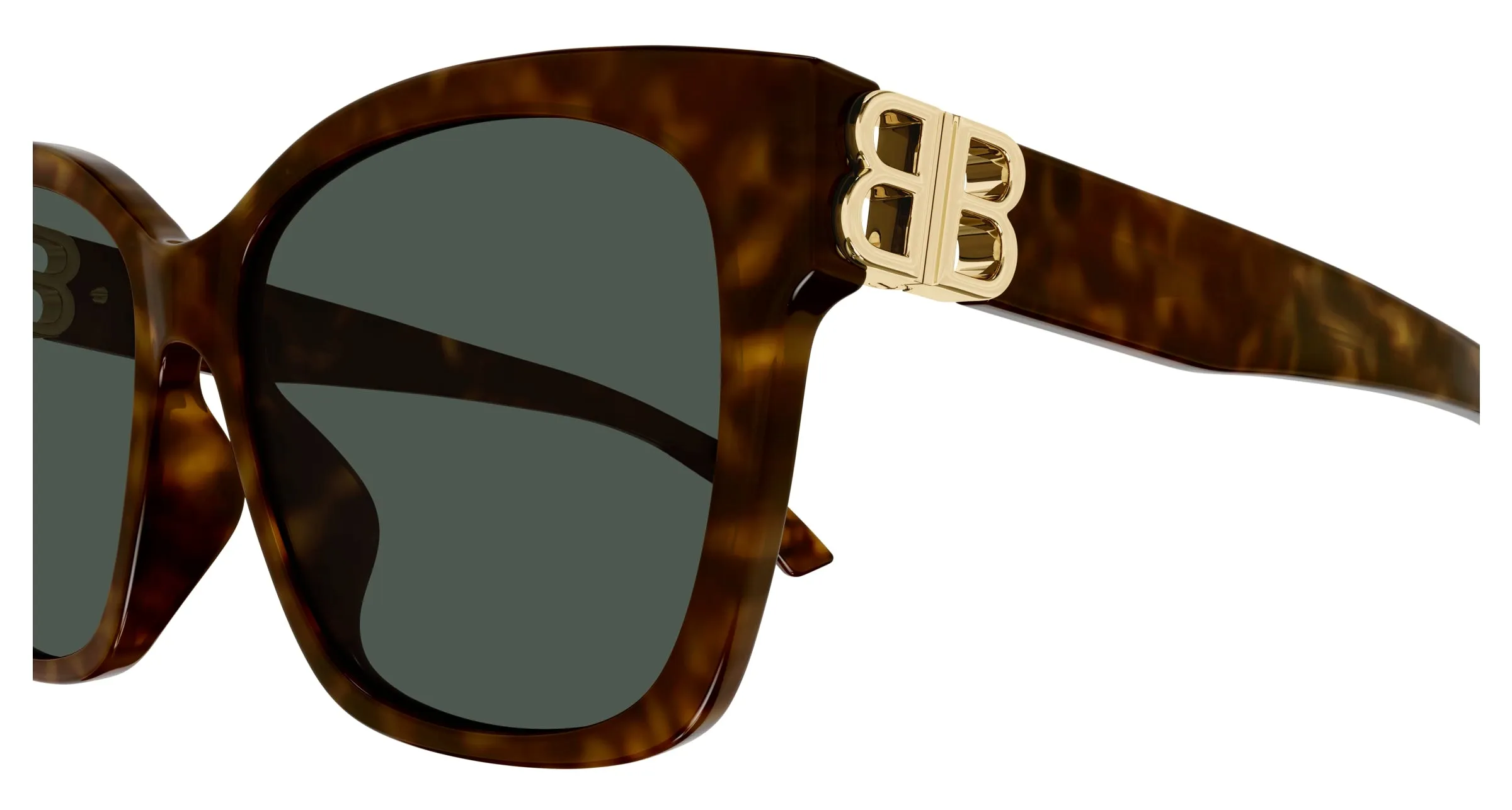 Balenciaga BB0102SA 002 Occhiali da sole Acetato Havana Verde Cat Eye Normale - immagine 3