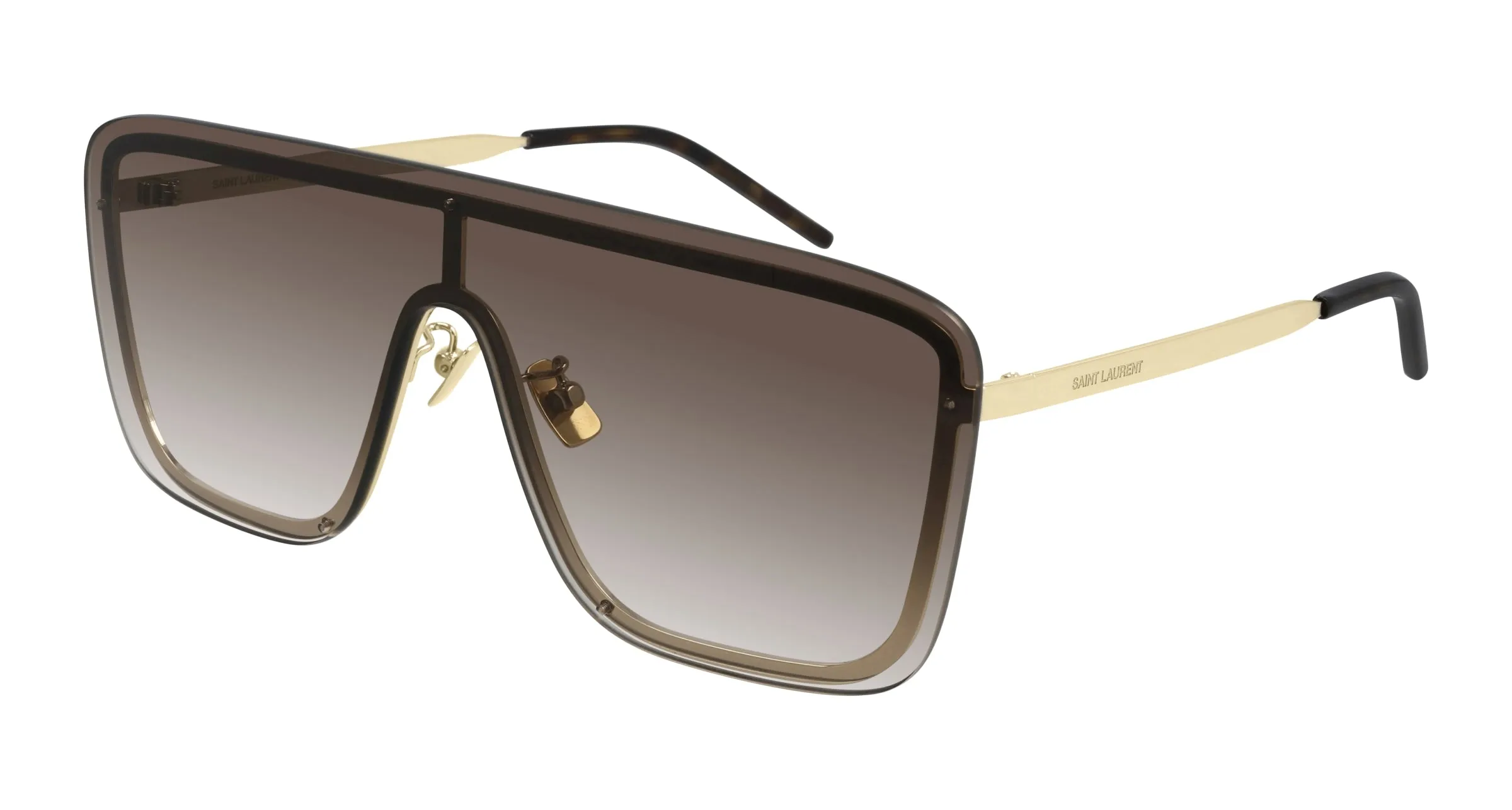SAINT LAURENT SL 364 MASK 006 Occhiali da sole Metallo Oro Marrone Maschera Normale - immagine 1