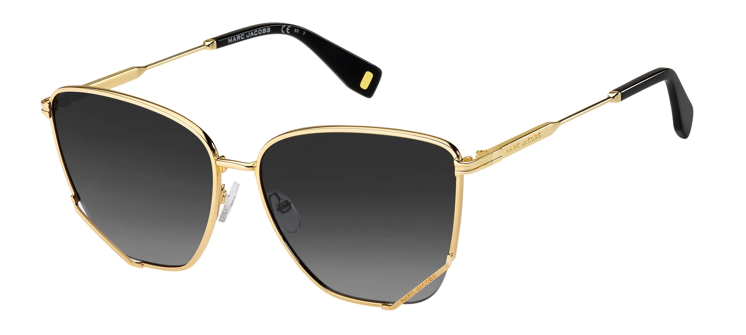 Marc Jacobs MJ 1006/S 001/9O Occhiali da sole Metallo Oro Grigio Squadrata Sfumato - immagine 1