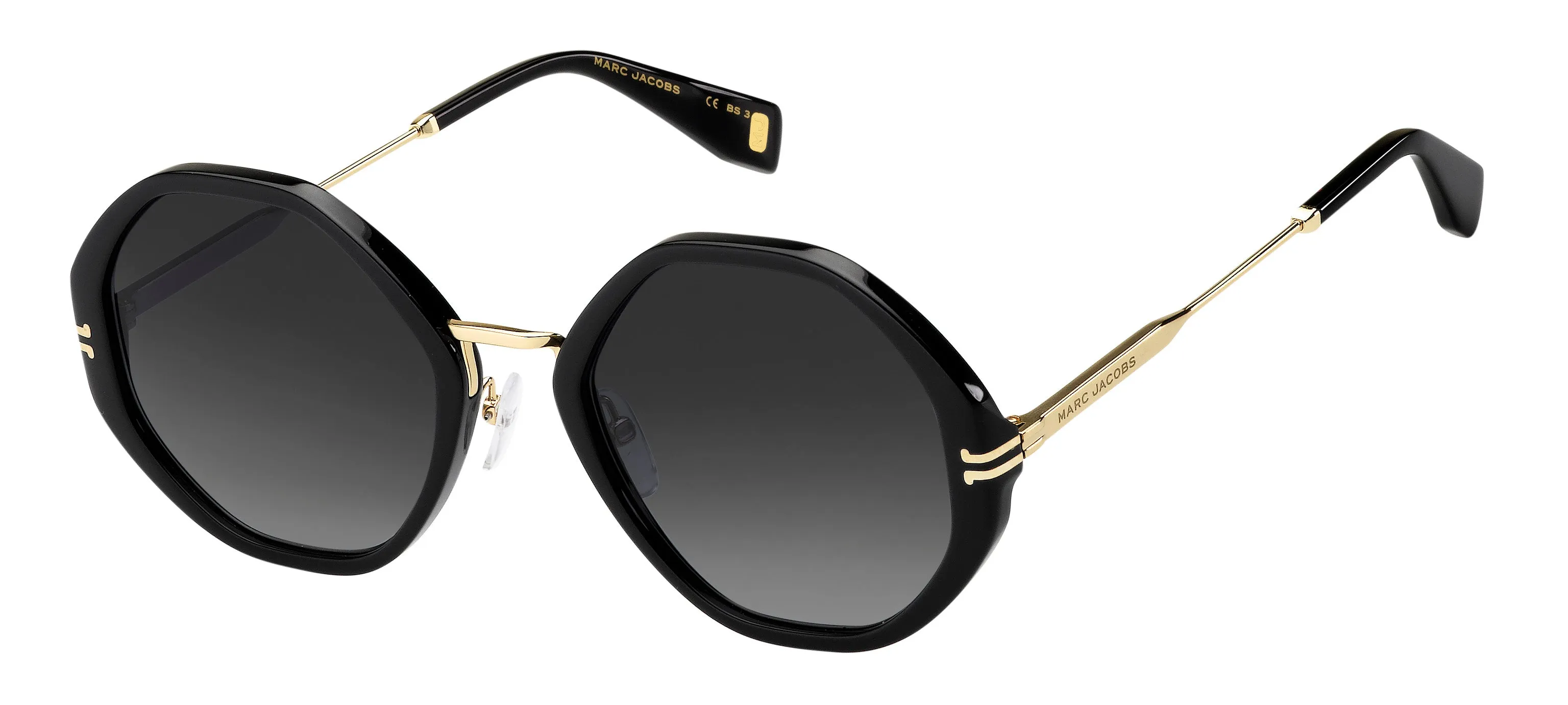 Marc Jacobs MJ 1003/S 807/9O Occhiali da sole Acetato Nero Grigio Rotonda Sfumato - immagine 1