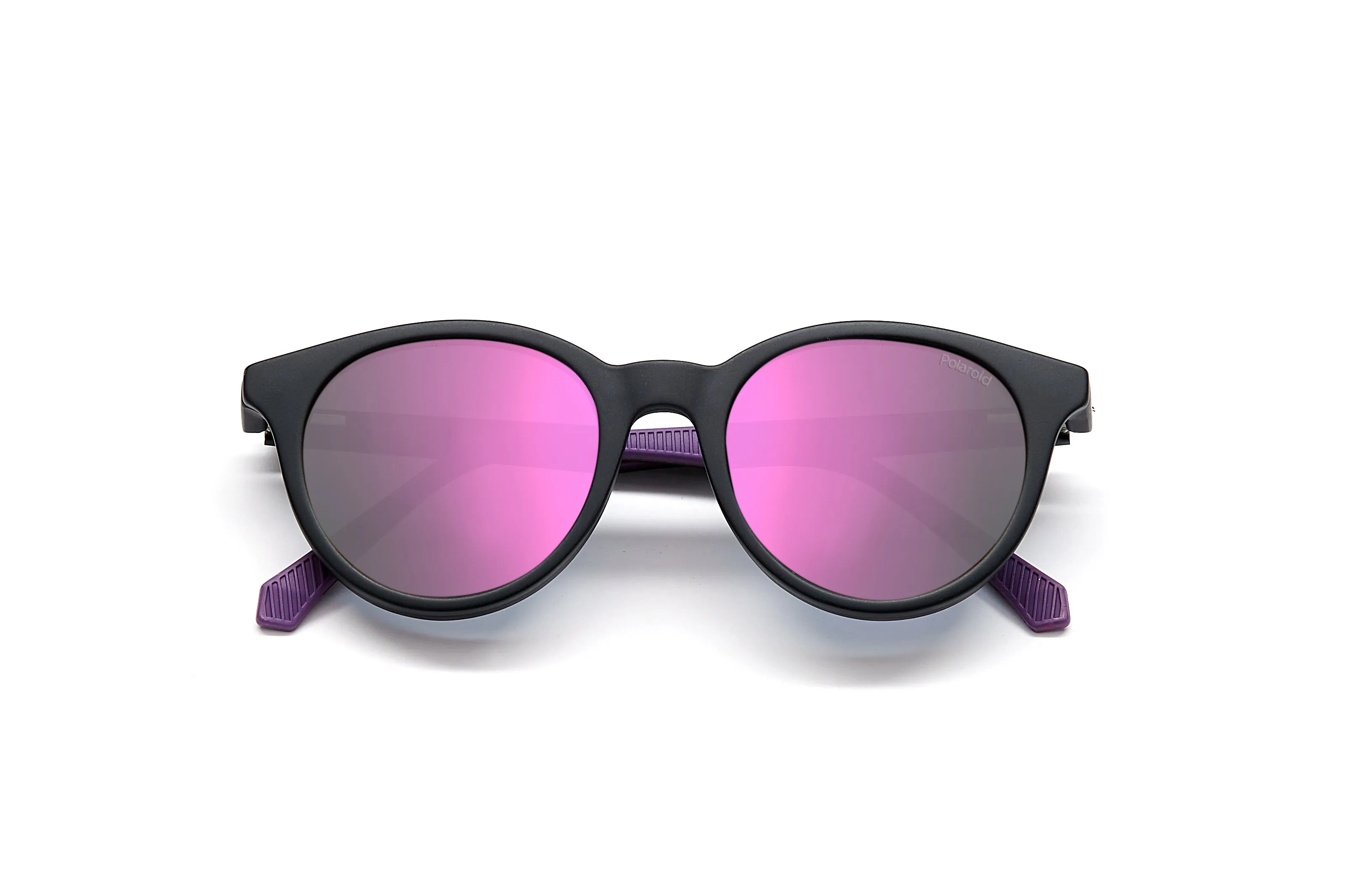 Polaroid PLD 8044/CS 5F3/AI Occhiali da sole bambino Plastica Nero-opaco Viola Rotonda Specchiate Clip-on - immagine 3