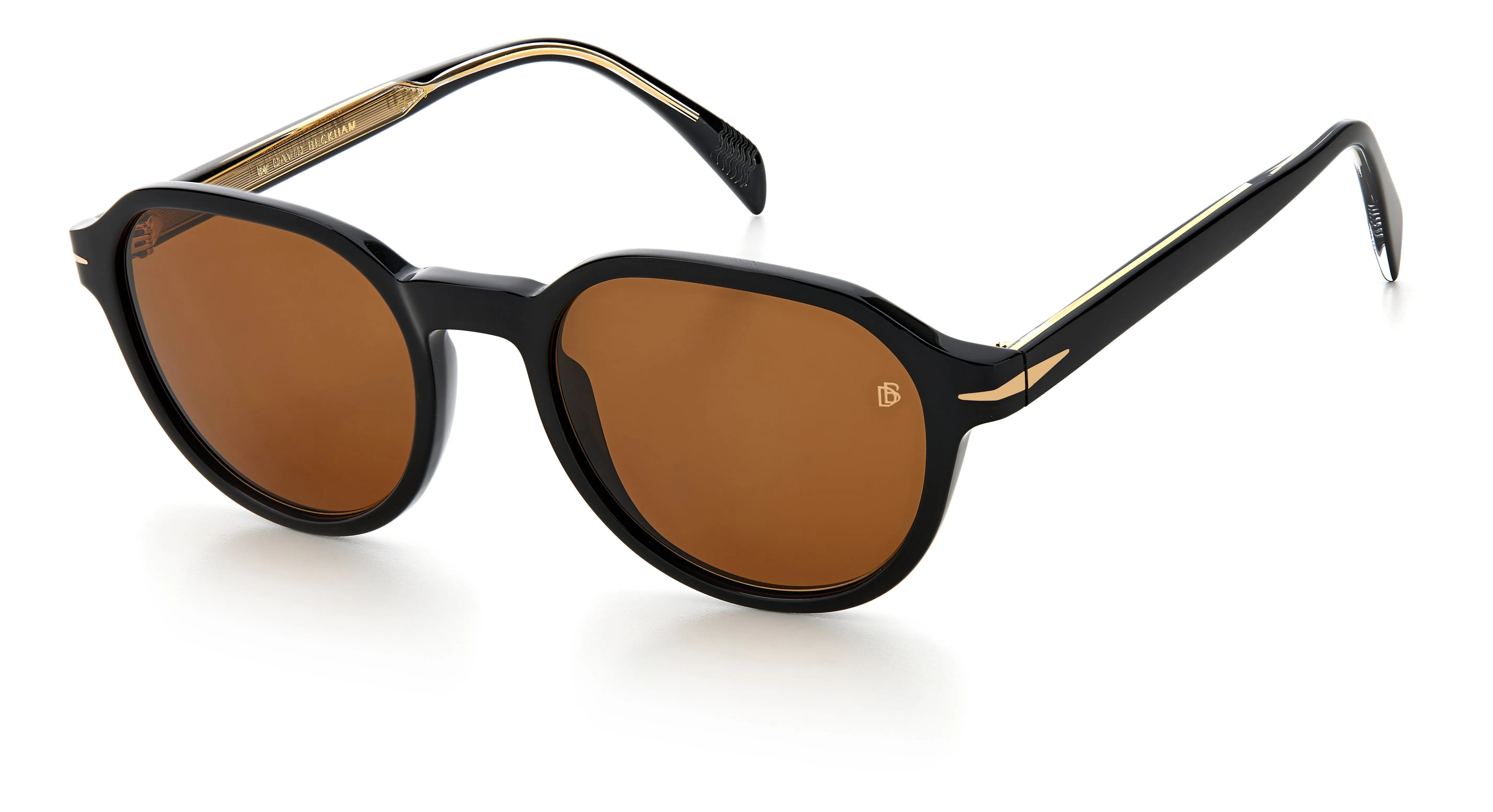 DAVID BECKHAM DB 1044/S 807/70 Occhiali da sole Acetato Nero Marrone Rotonda - immagine 1