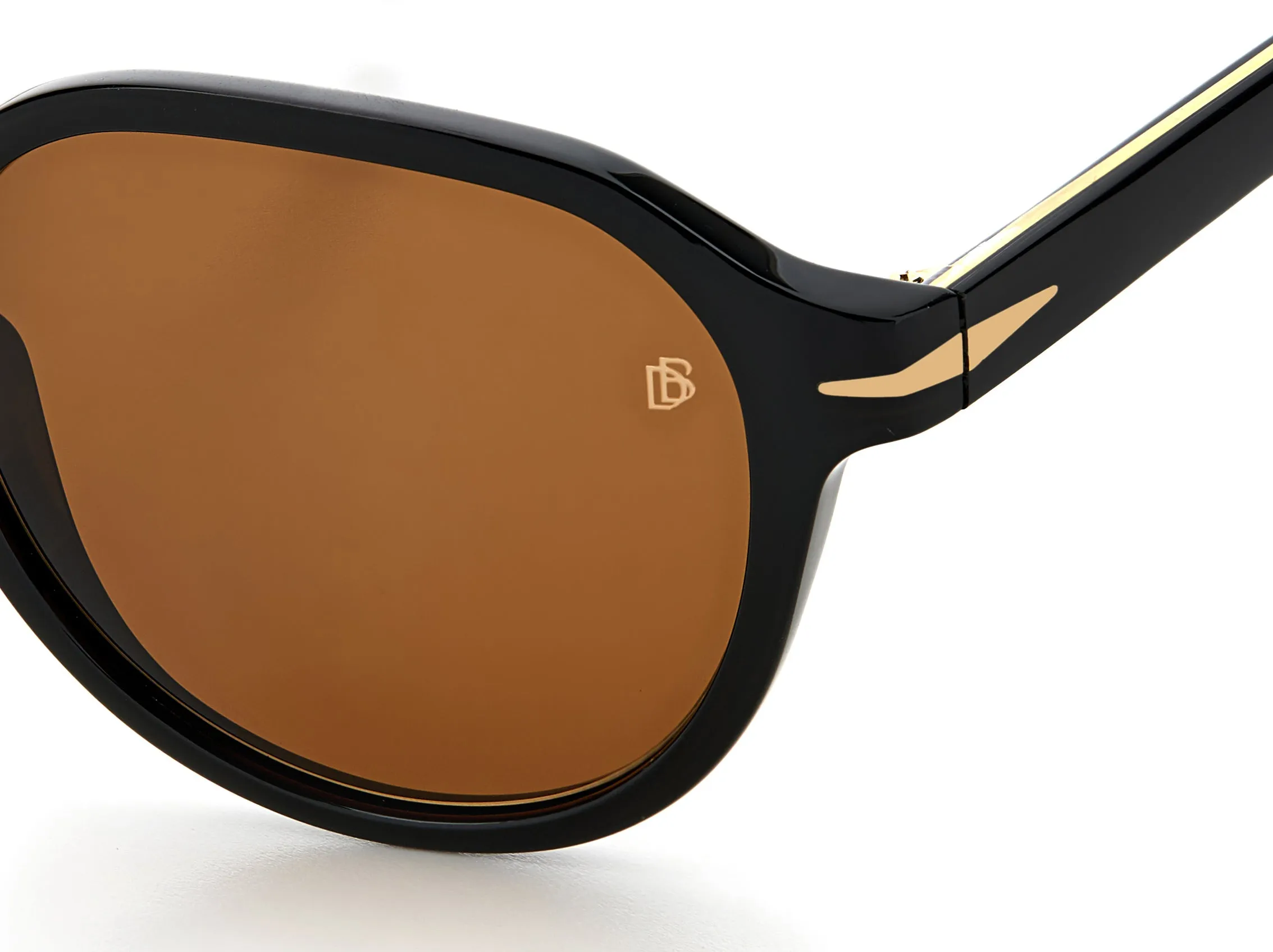 DAVID BECKHAM DB 1044/S 807/70 Occhiali da sole Acetato Nero Marrone Rotonda - immagine 3