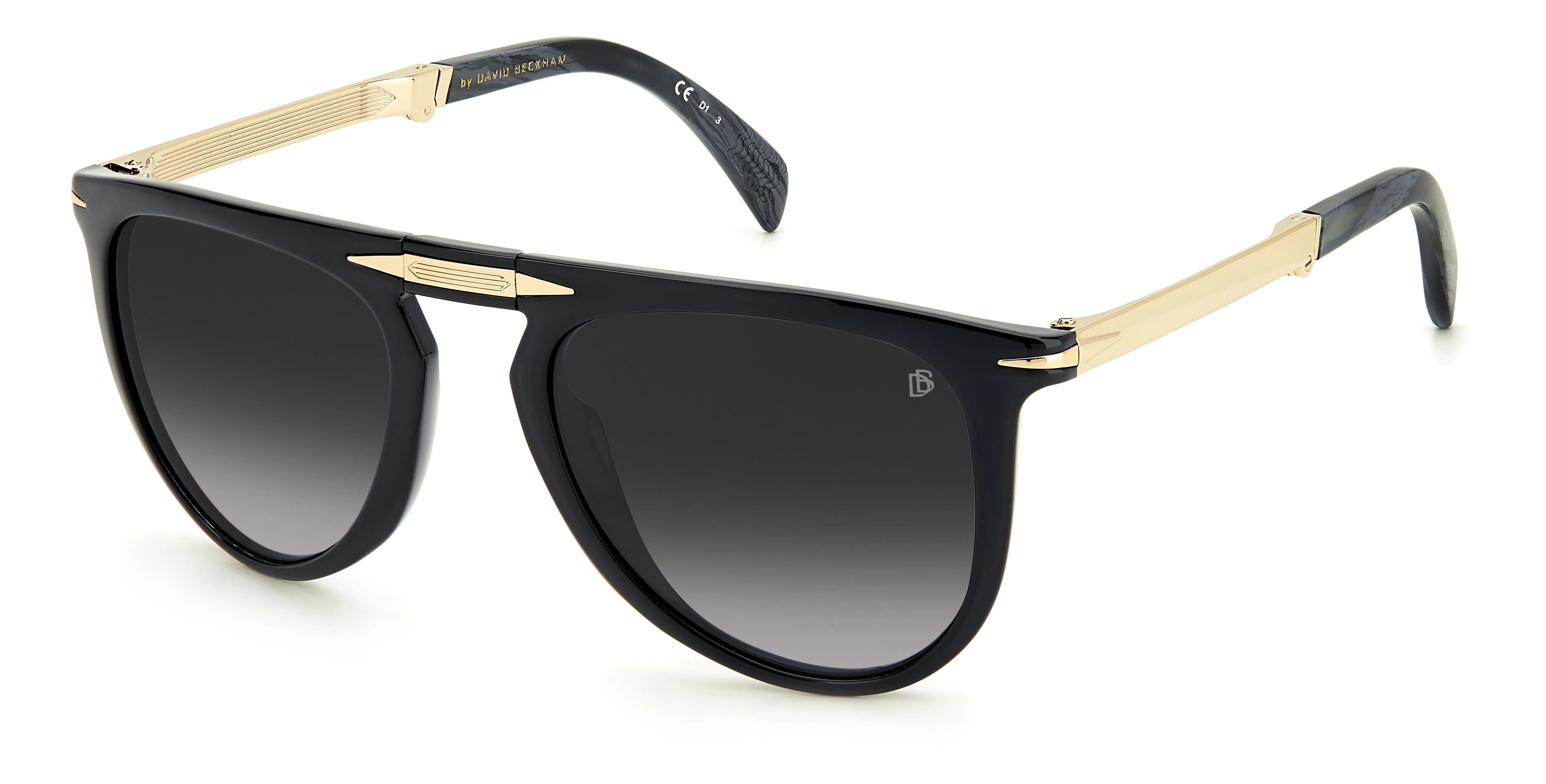DAVID BECKHAM DB 1039/S/FD 2M2/9O Occhiali da sole Plastica Nero/Oro Grigio Pilot Sfumato - immagine 1
