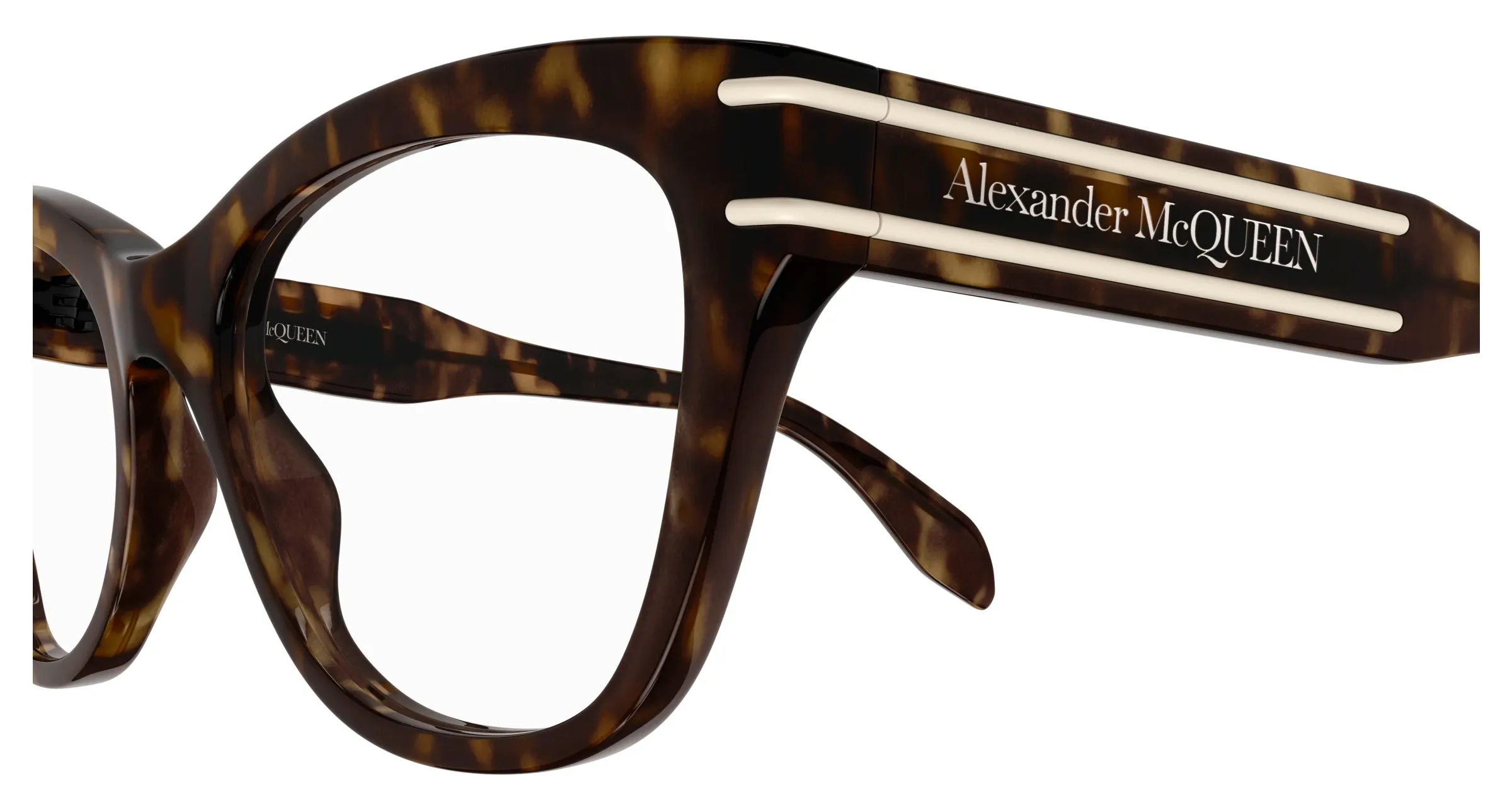 Alexander McQueen AM0401O 002 Montature da vista Acetato Havana Cat Eye - immagine 4