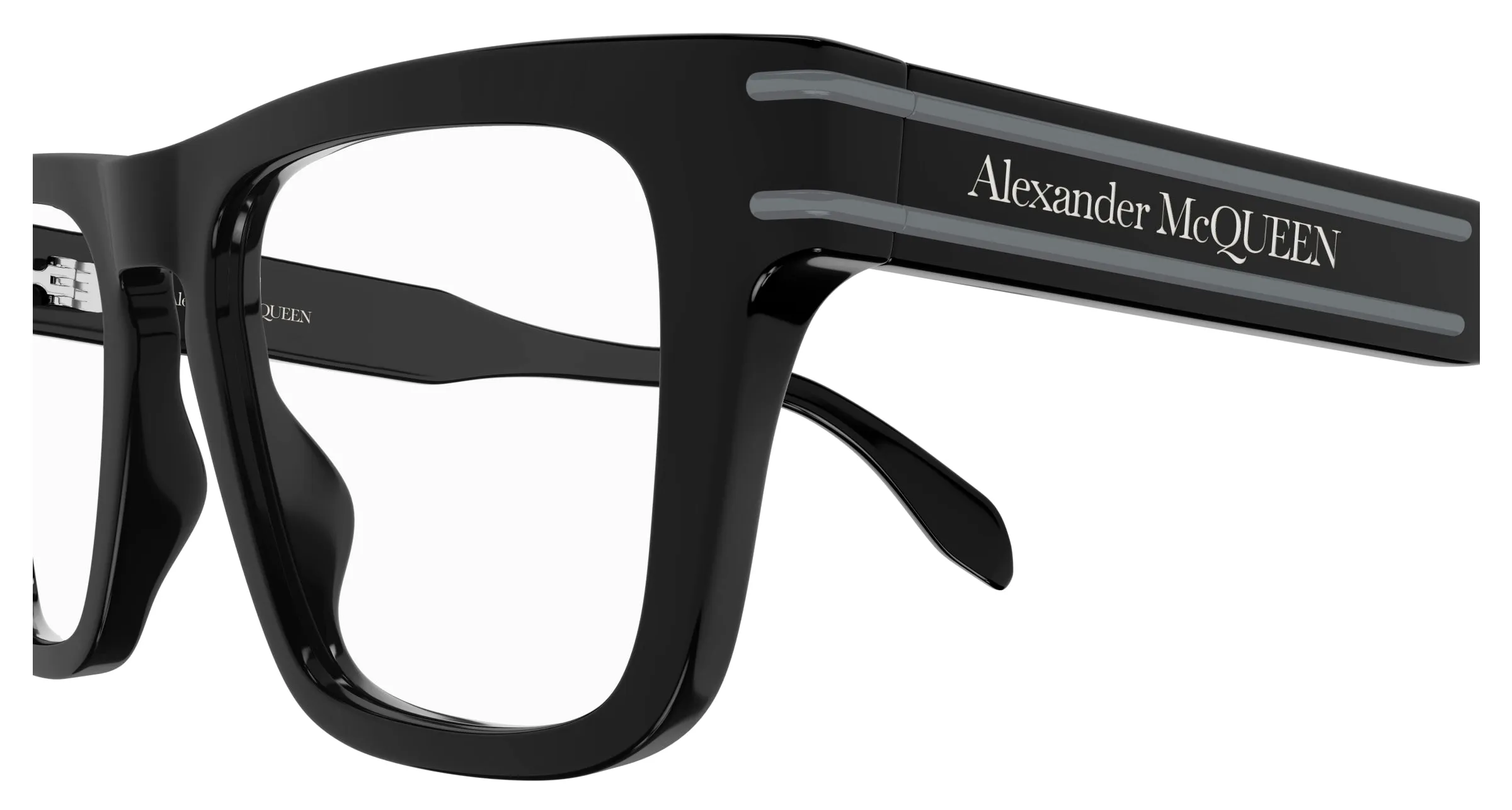 Alexander McQueen AM0400O 001 Montature da vista Acetato Nero Squadrata - immagine 3