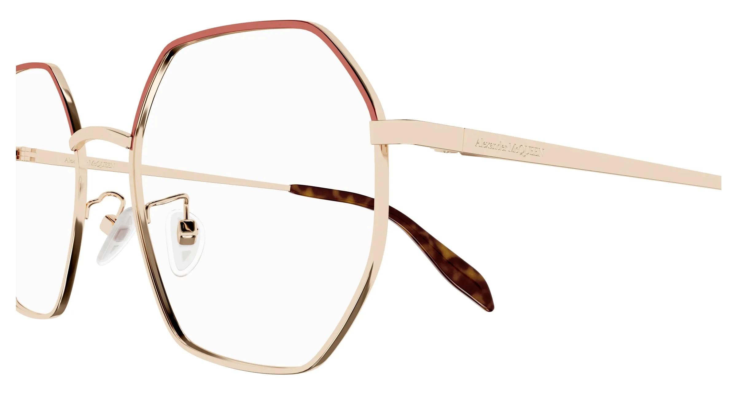 Alexander McQueen AM0338O 007 Montature da vista Metallo Marrone Geometrica - immagine 4