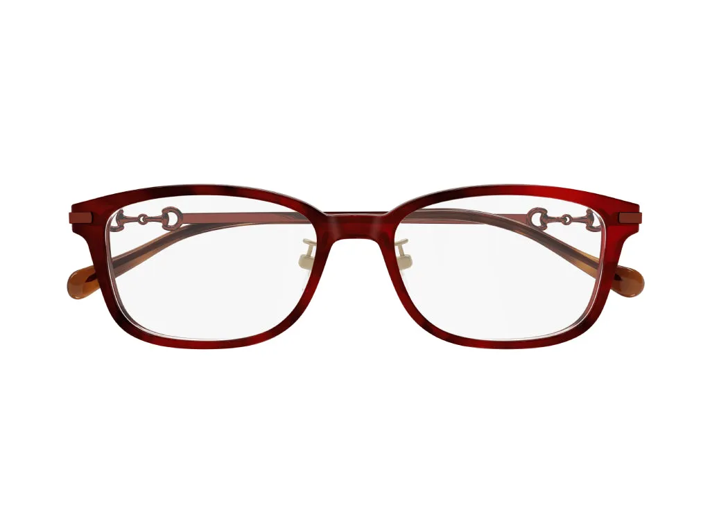 Gucci GG1129OJ 003 Montature da vista Acetato Havana/Rosso Squadrata - immagine 2