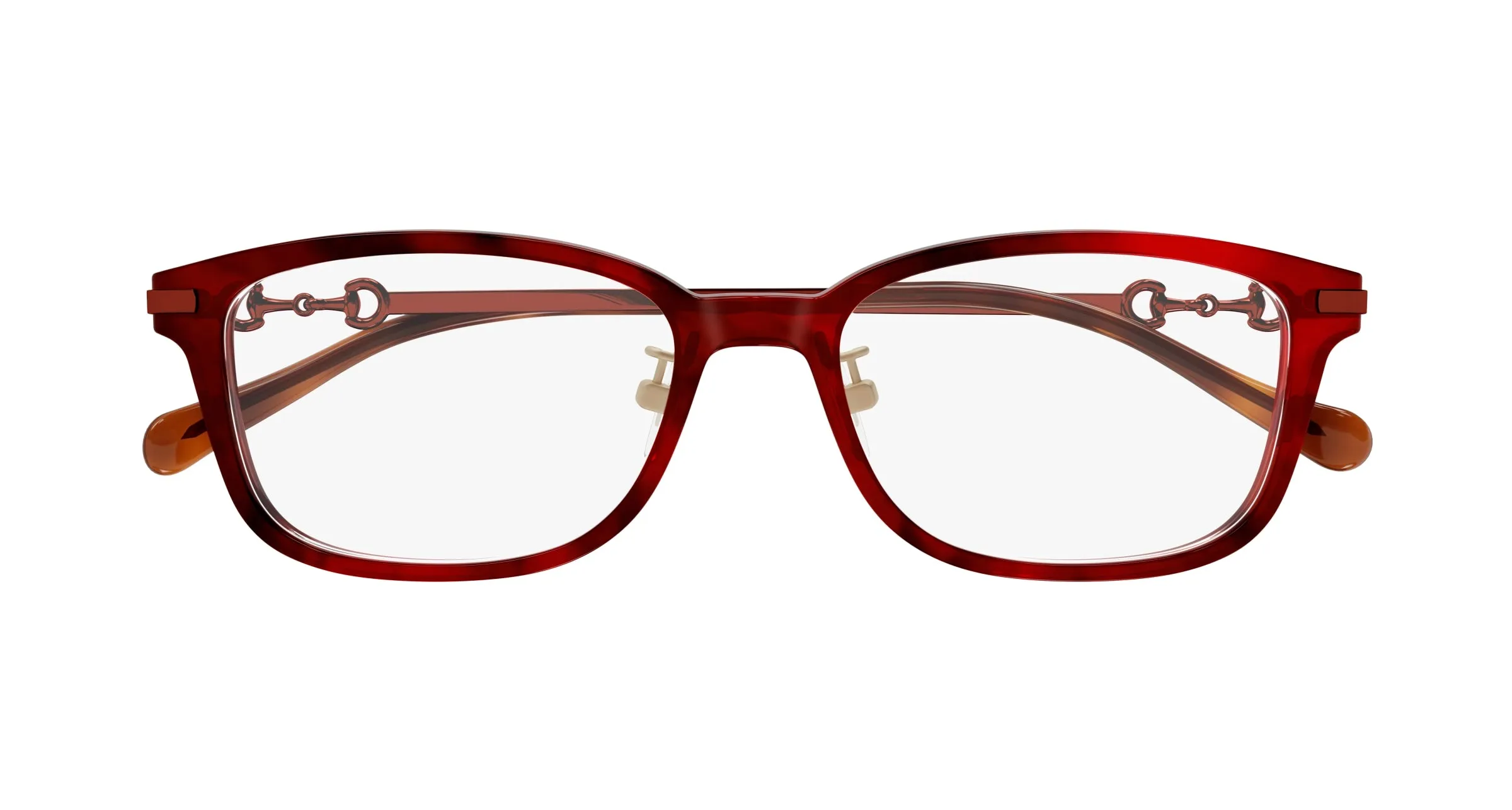 Gucci GG1129OJ 003 Montature da vista Acetato Havana/Rosso Squadrata - immagine 3