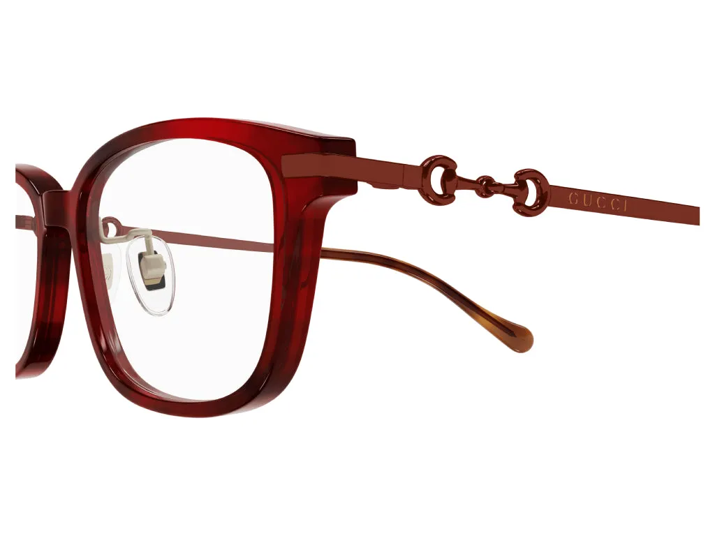 Gucci GG1129OJ 003 Montature da vista Acetato Havana/Rosso Squadrata - immagine 4
