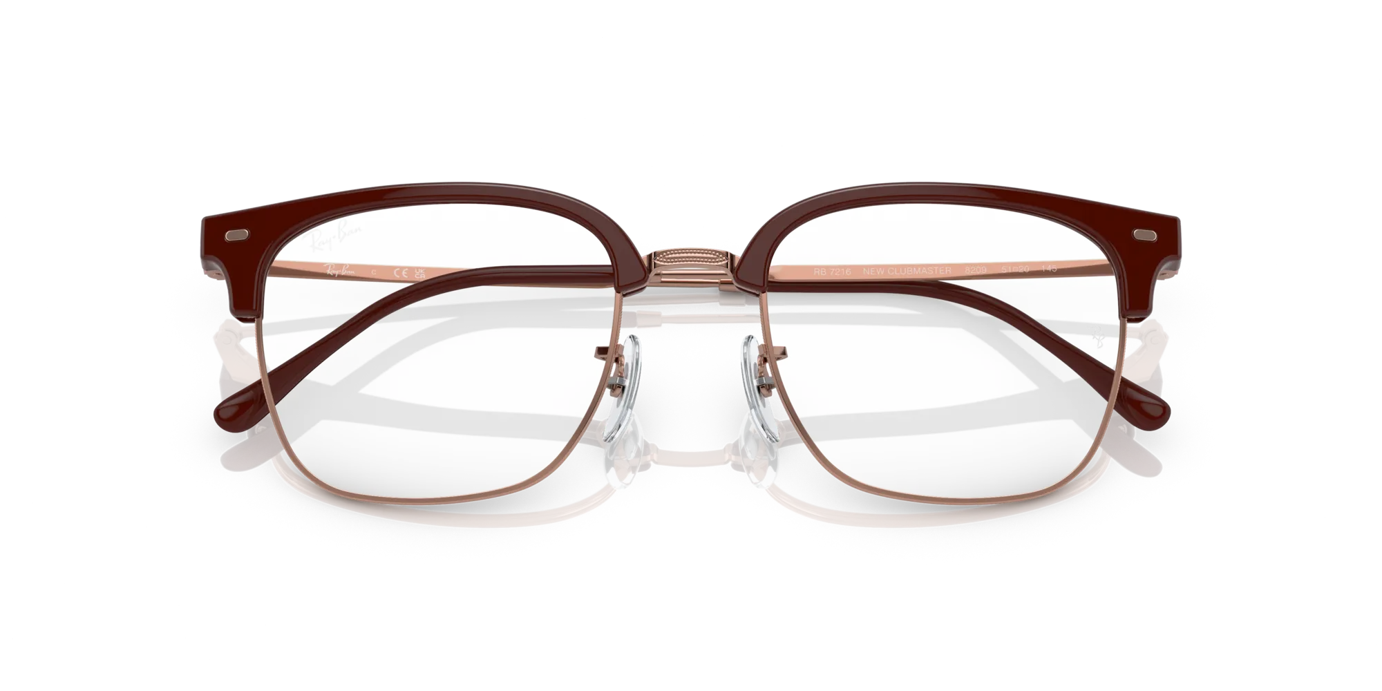 Ray - Ban RX7216 NEW CLUBMASTER 8209 Montature da vista Acetato Rosso Trasparente Squadrata Normale - immagine 2