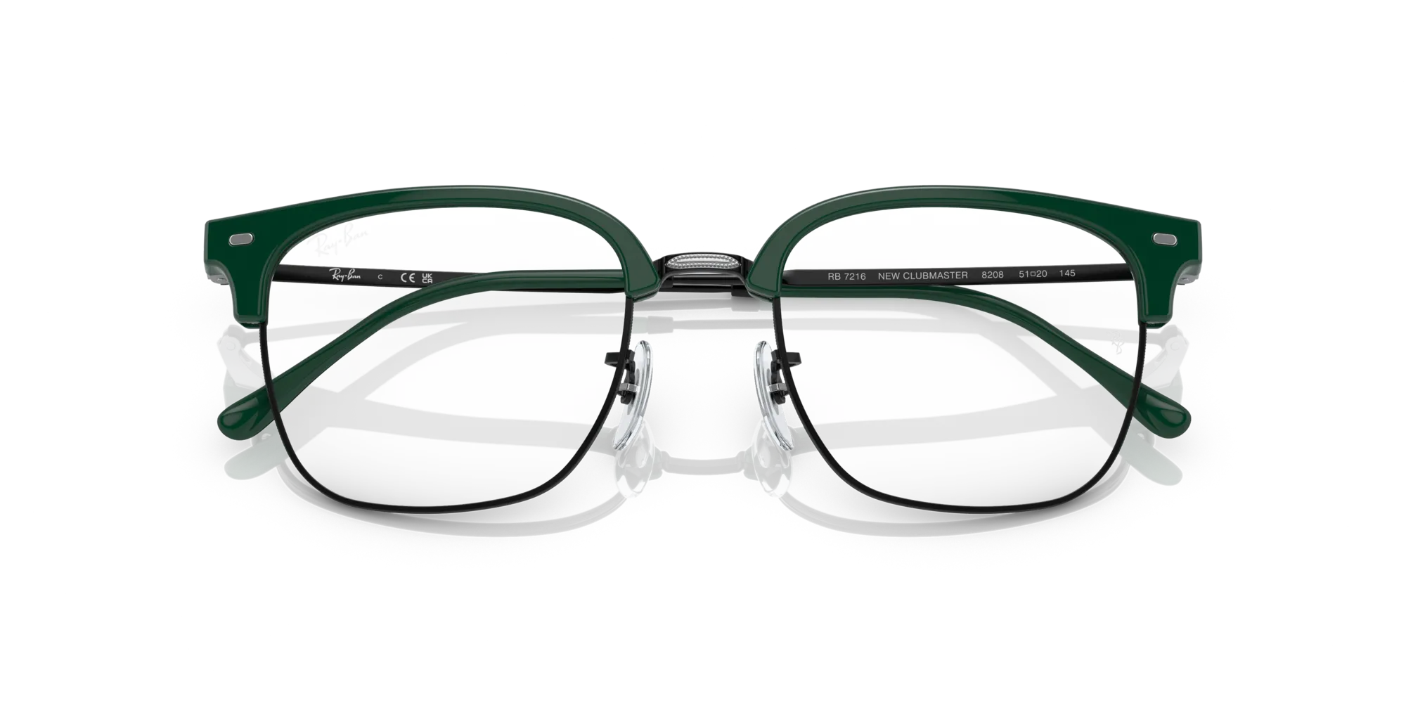 Ray - Ban RX7216 NEW CLUBMASTER 8208 Montature da vista Acetato Verde Trasparente Squadrata Normale - immagine 2
