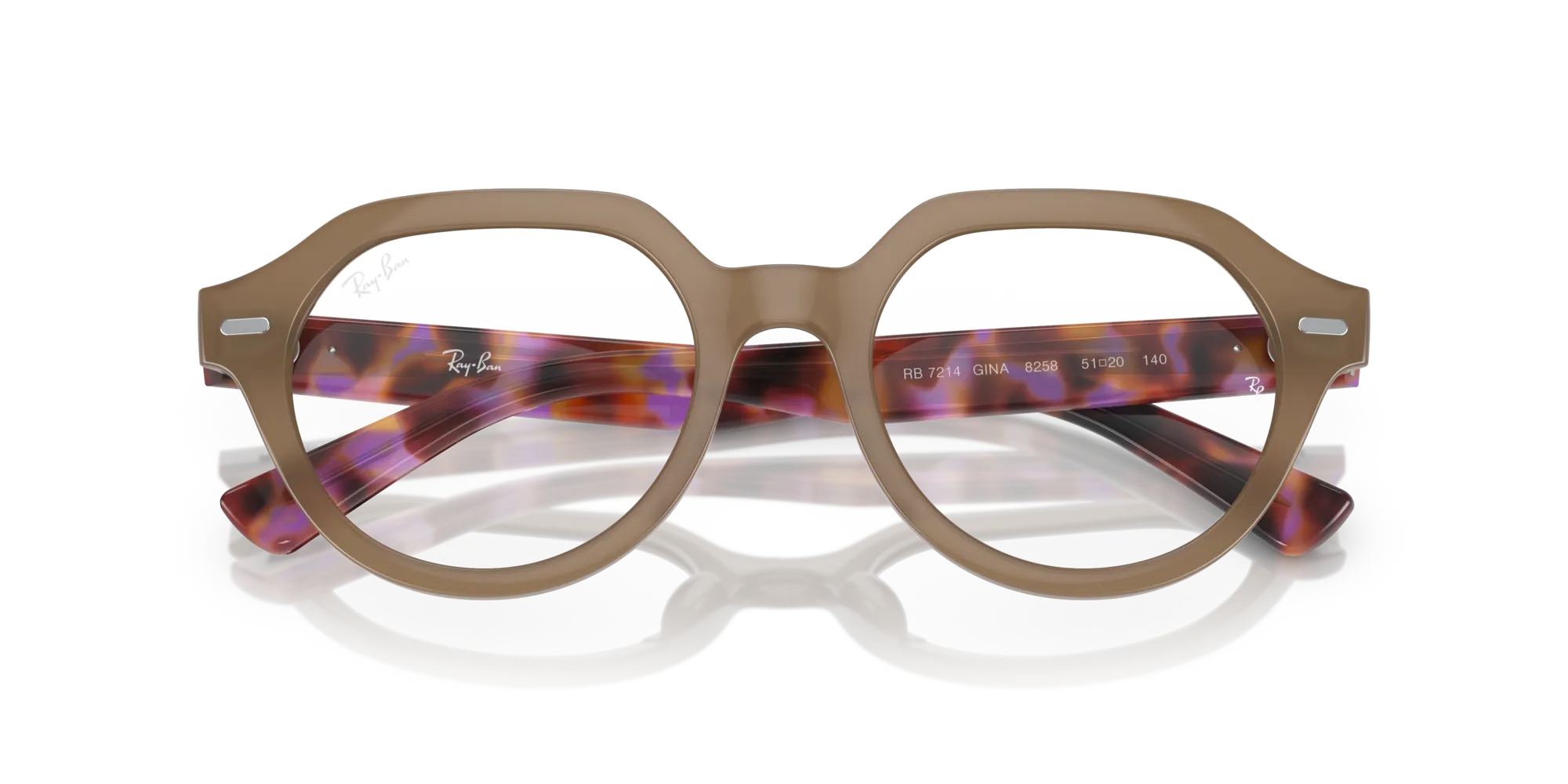 Ray - Ban RX7214 GINA 8258 Montature da vista Acetato Beige Trasparente Squadrata Normale - immagine 2