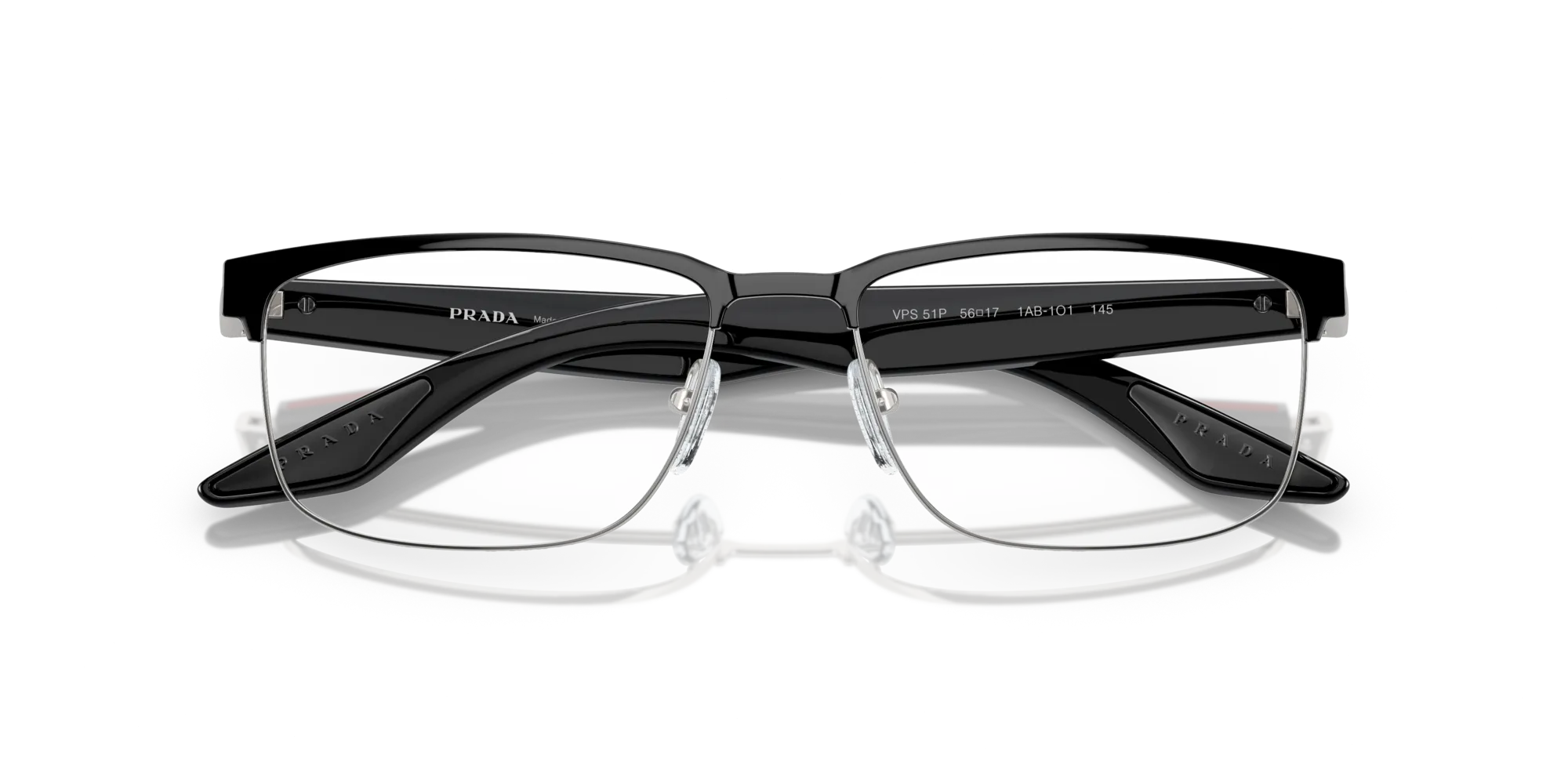 Prada Linea Rossa PS 51PV 1AB1O1 Montature da vista Metallo Nero Trasparente Squadrata Normale - immagine 2