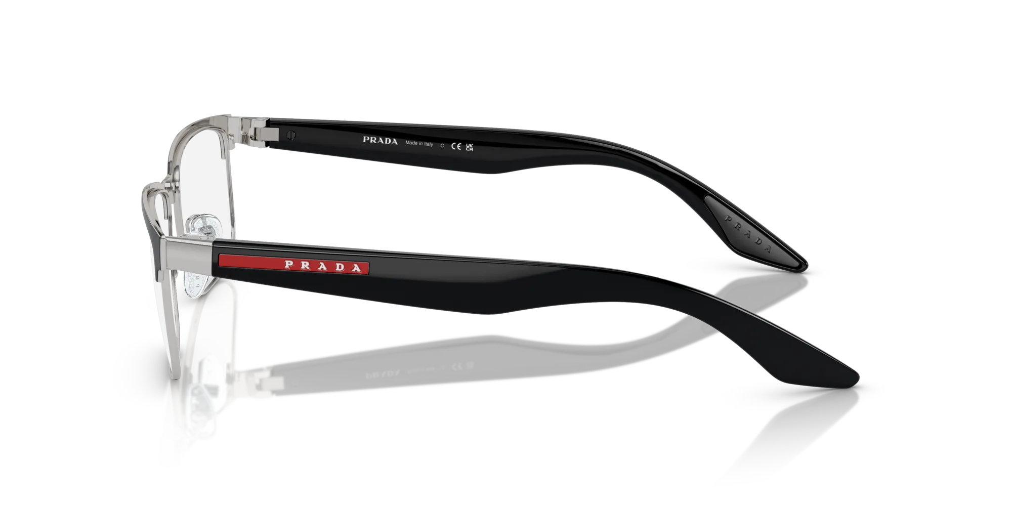 Prada Linea Rossa PS 51PV 1AB1O1 Montature da vista Metallo Nero Trasparente Squadrata Normale - immagine 4