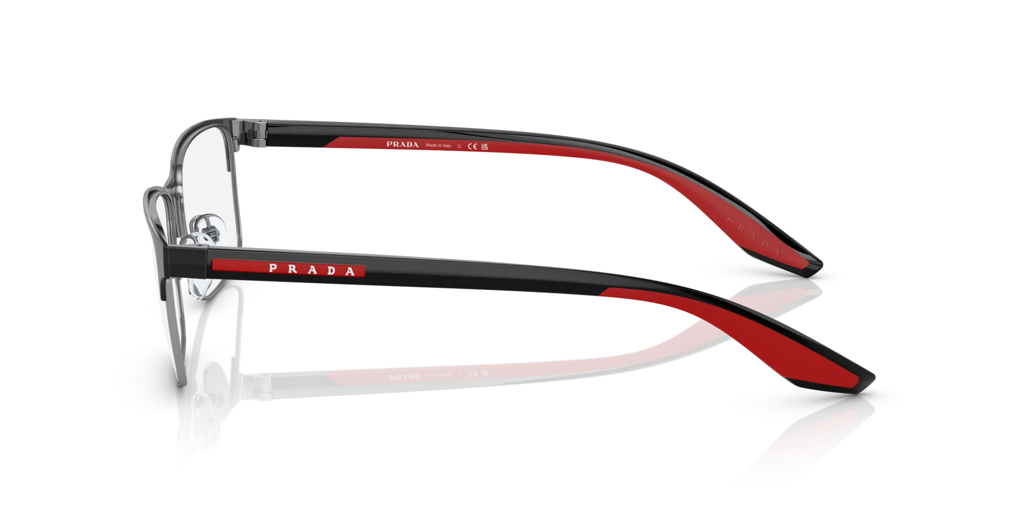 Prada Linea Rossa PS 50PV YDC1O1 Montature da vista Metallo Nero Squadrata - immagine 4