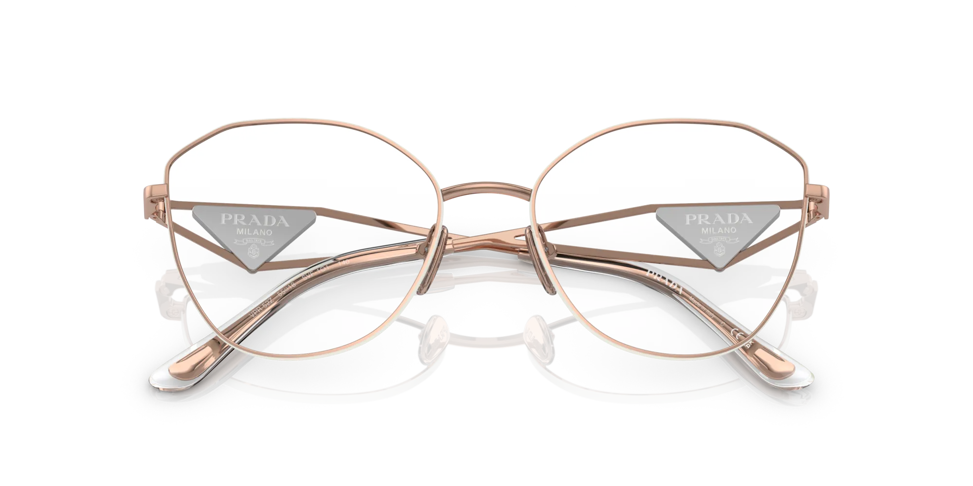 Prada PR 52ZV SVF1O1 Montature da vista Acciaio Rosa Trasparente Geometrica Normale - immagine 2