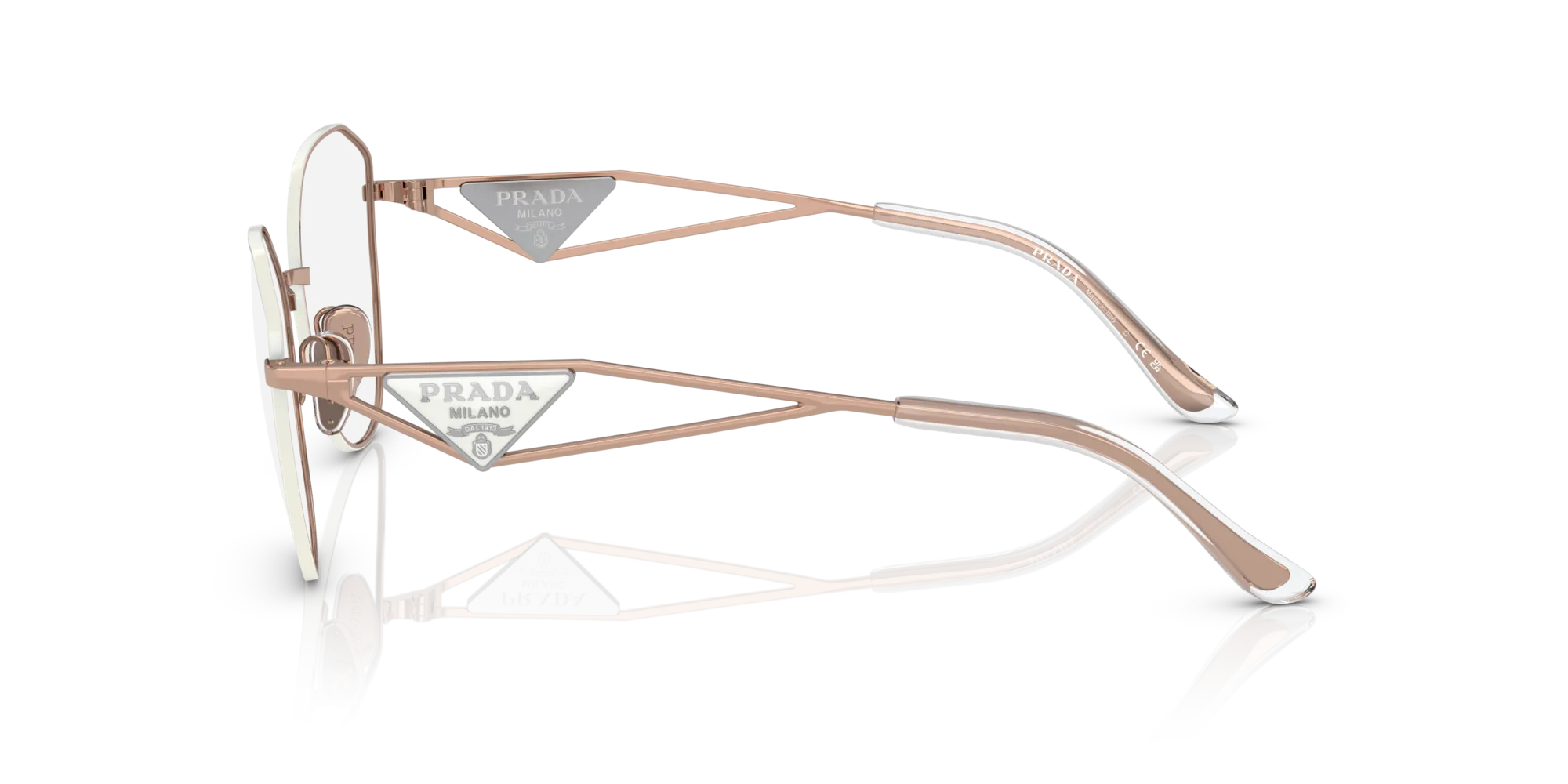 Prada PR 52ZV SVF1O1 Montature da vista Acciaio Rosa Trasparente Geometrica Normale - immagine 4