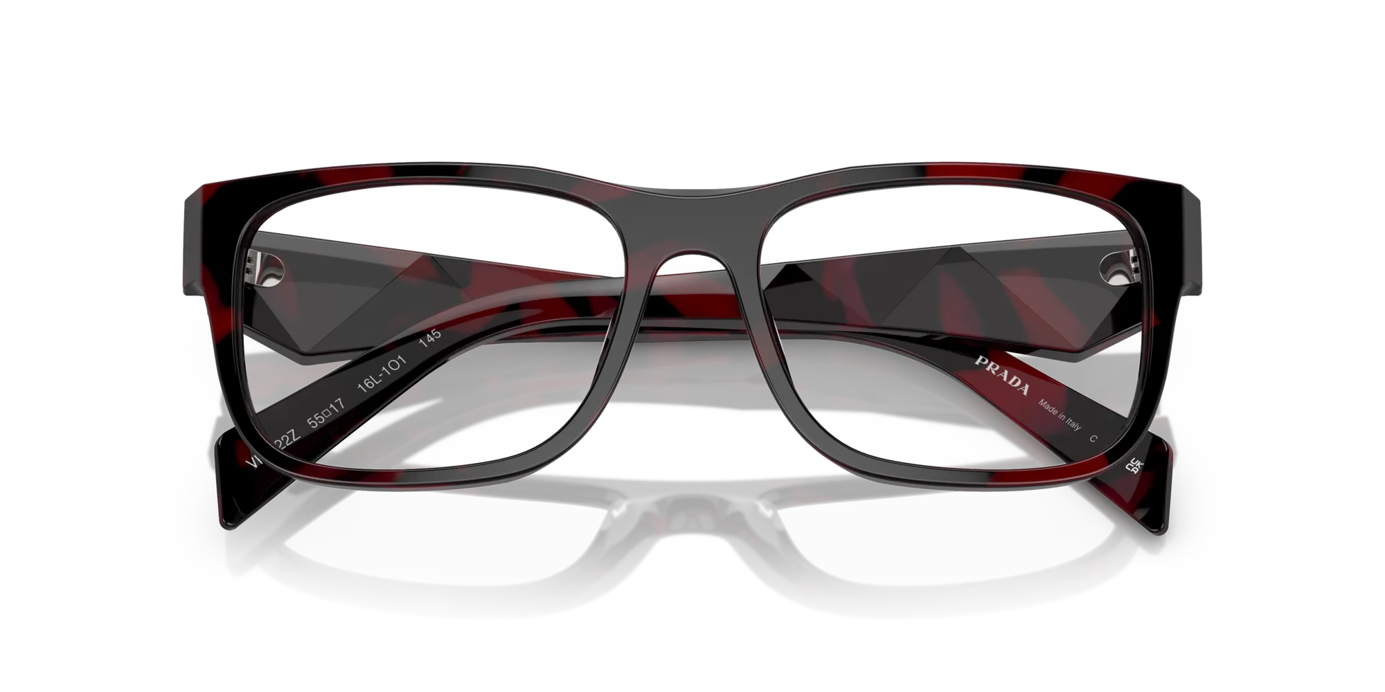 Prada PR 22ZV 16L1O1 Montature da vista Acetato Rosso Trasparente Pillow Normale - immagine 2