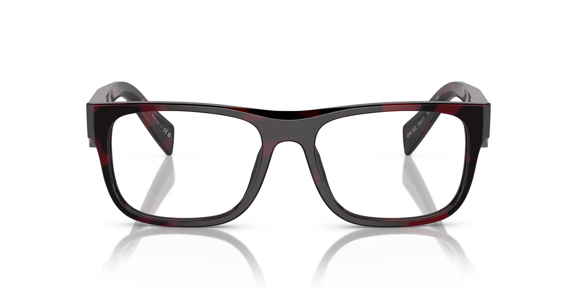 Prada PR 22ZV 16L1O1 Montature da vista Acetato Rosso Trasparente Pillow Normale - immagine 3