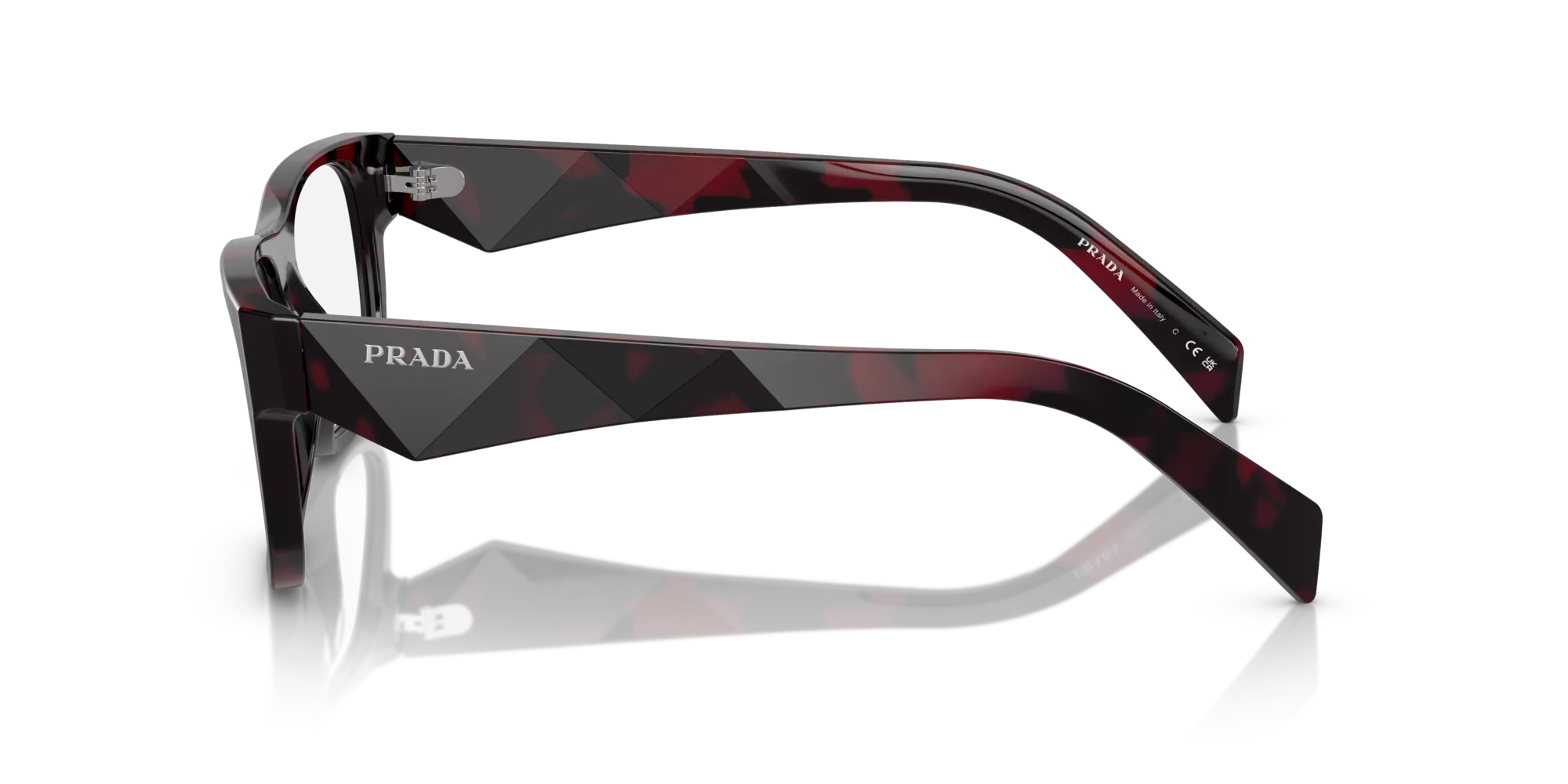 Prada PR 22ZV 16L1O1 Montature da vista Acetato Rosso Trasparente Pillow Normale - immagine 4