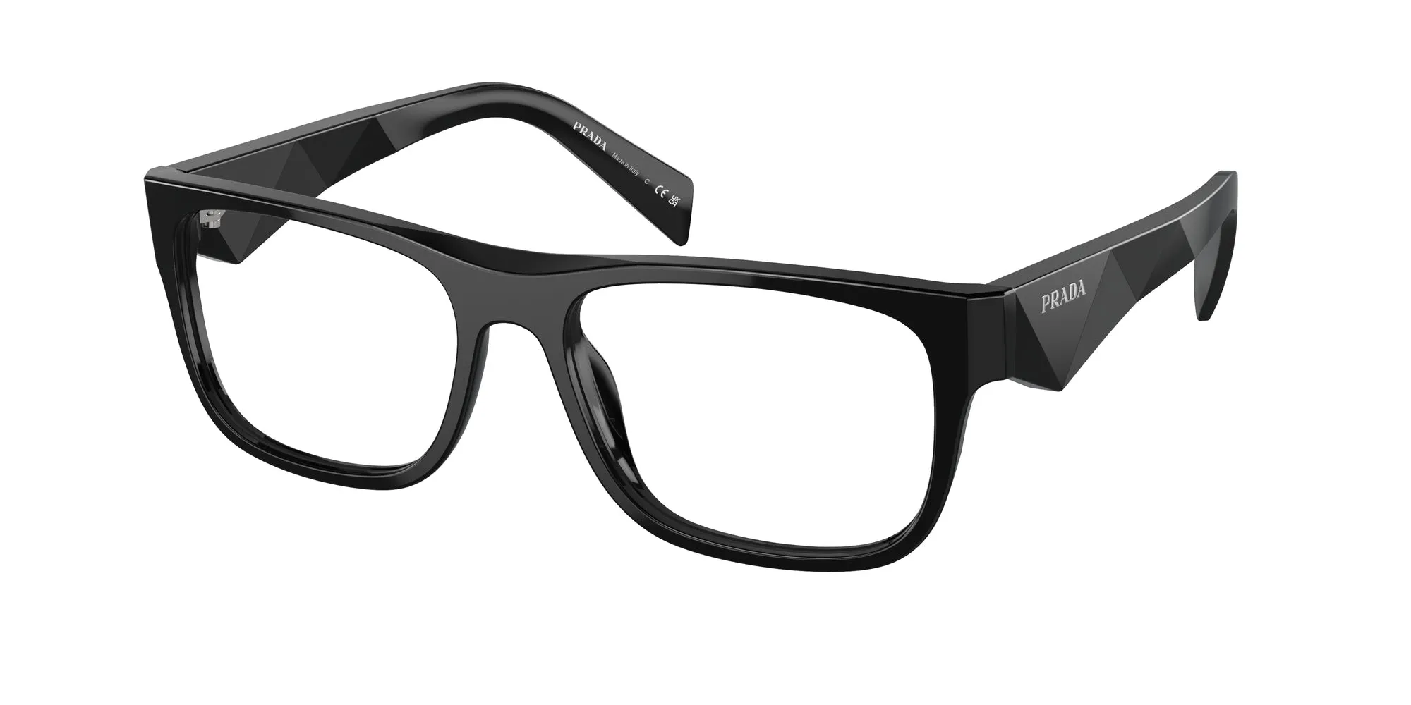 Prada PR 22ZV 16K1O1 Montature da vista Acetato Nero Trasparente Pillow Normale - immagine 1