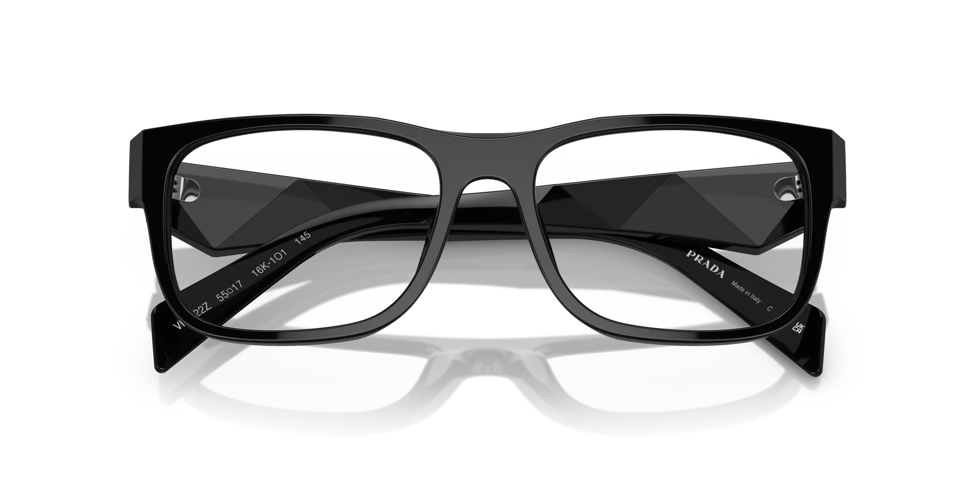 Prada PR 22ZV 16K1O1 Montature da vista Acetato Nero Trasparente Pillow Normale - immagine 2
