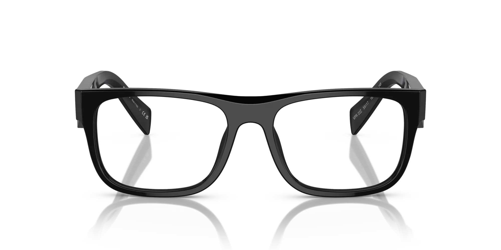 Prada PR 22ZV 16K1O1 Montature da vista Acetato Nero Trasparente Pillow Normale - immagine 3