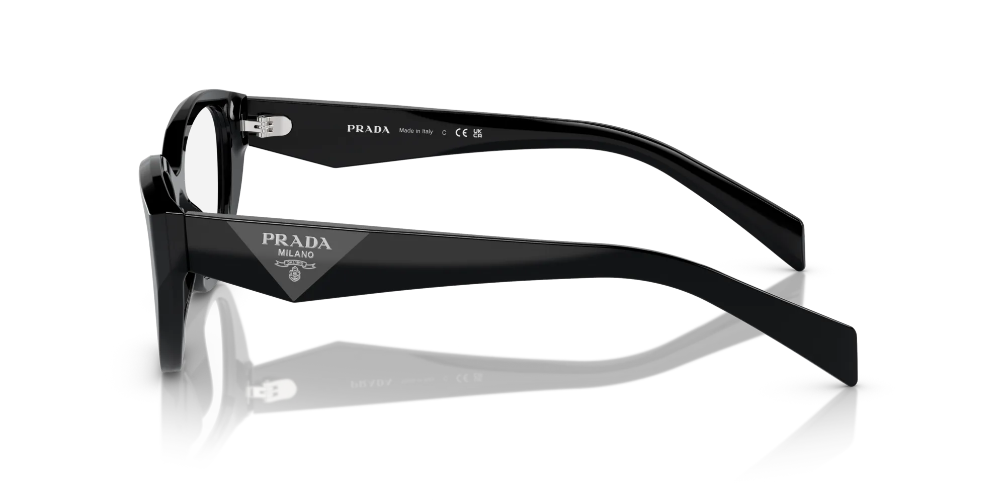 Prada PR 21ZV 16K1O1 Montature da vista Acetato Nero Trasparente Geometrica Normale - immagine 4