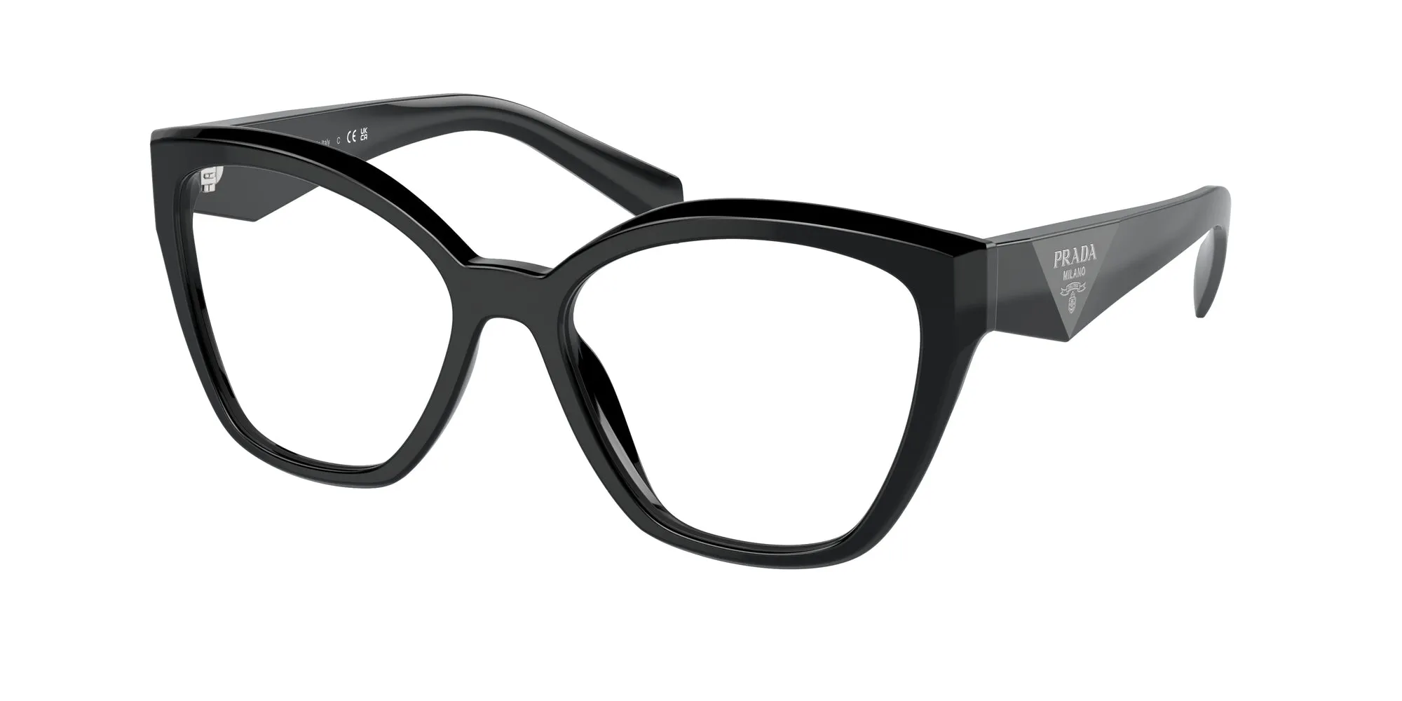 Prada PR 20ZV 16K1O1 Montature da vista Acetato Nero Trasparente Geometrica Normale - immagine 1