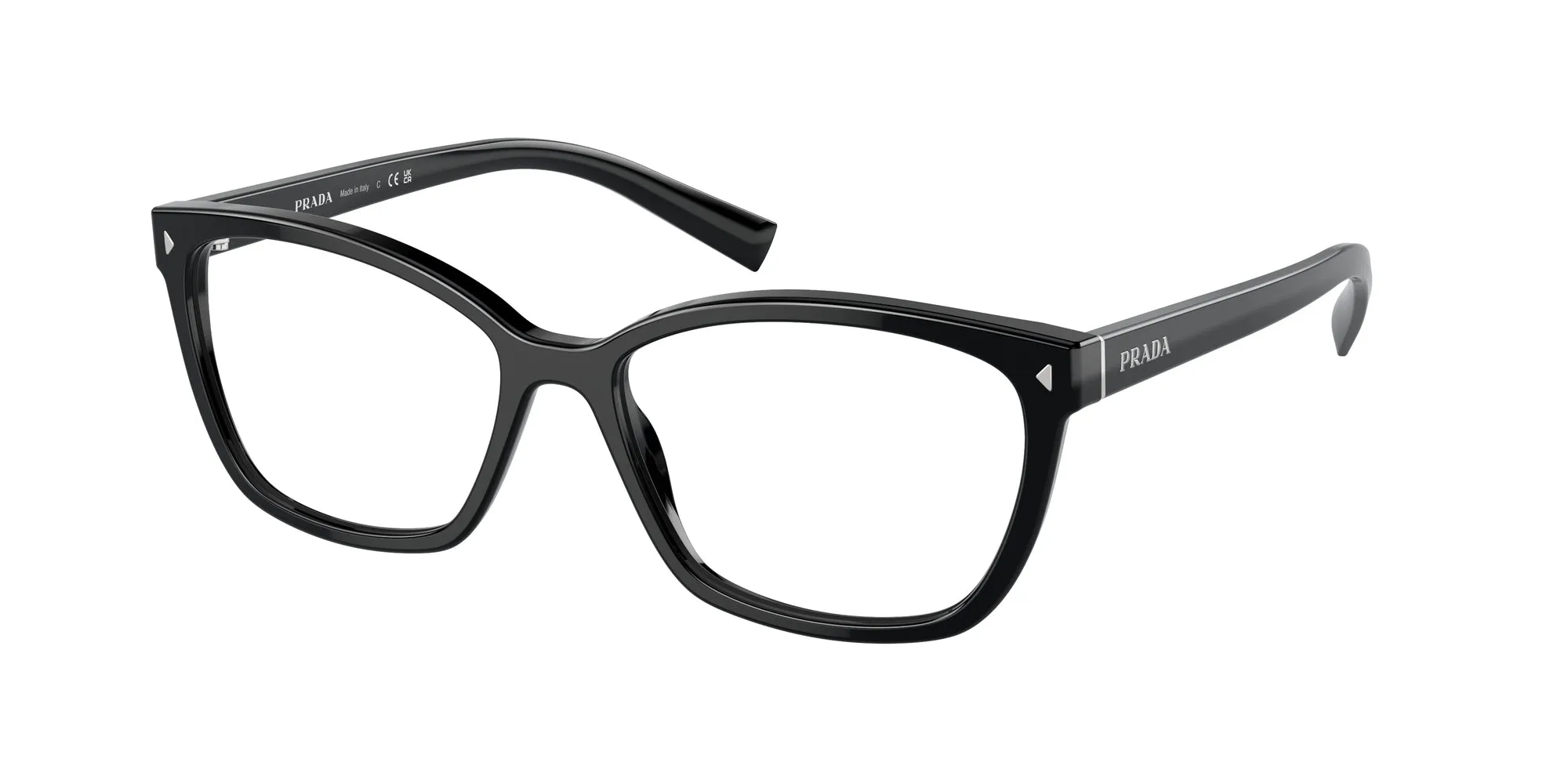 Prada PR 15ZV 1AB1O1 Montature da vista Acetato Nero Trasparente Squadrata Normale - immagine 1