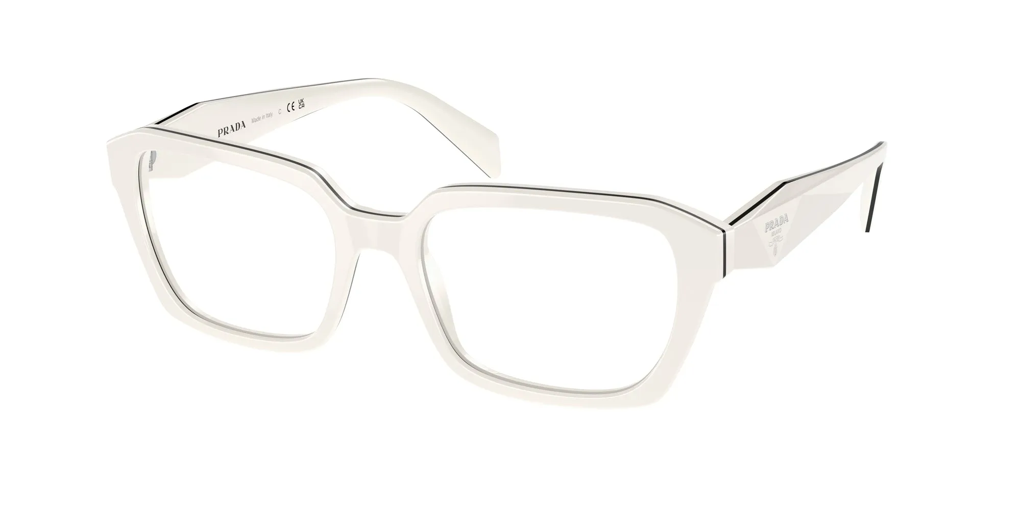 Prada PR 14ZV 12J1O1 Montature da vista Acetato Bianco Trasparente Geometrica Normale - immagine 1