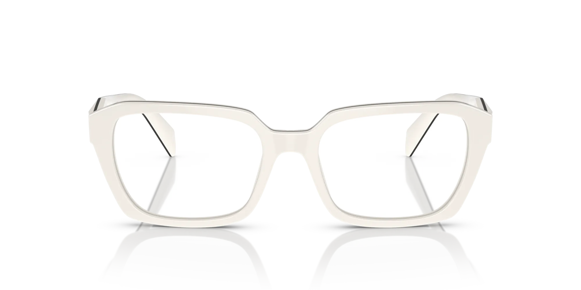 Prada PR 14ZV 12J1O1 Montature da vista Acetato Bianco Trasparente Geometrica Normale - immagine 3