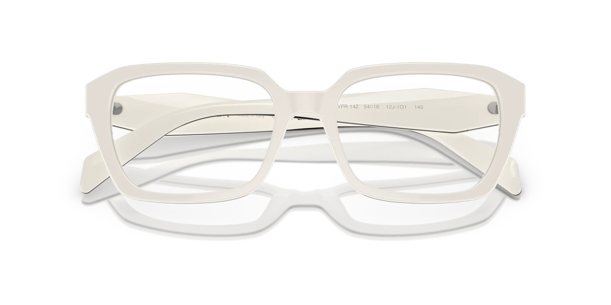 Prada PR 14ZV 12J1O1 Montature da vista Acetato Bianco Trasparente Geometrica Normale - immagine 2