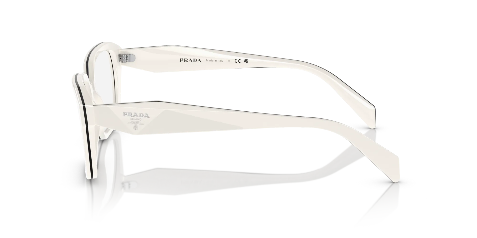 Prada PR 14ZV 12J1O1 Montature da vista Acetato Bianco Trasparente Geometrica Normale - immagine 4