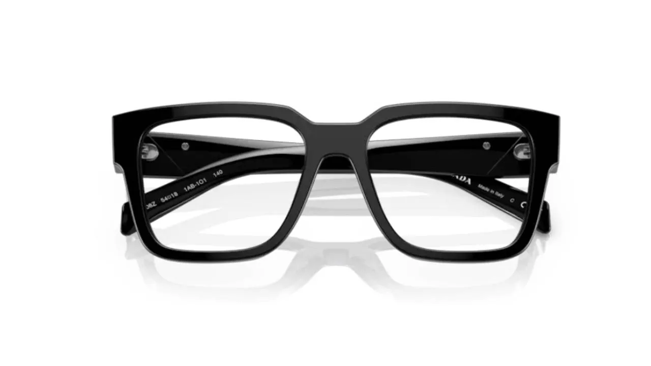 Prada PR 08ZV 1AB1O1 Montature da vista Acetato Nero Trasparente Squadrata Normale - immagine 2