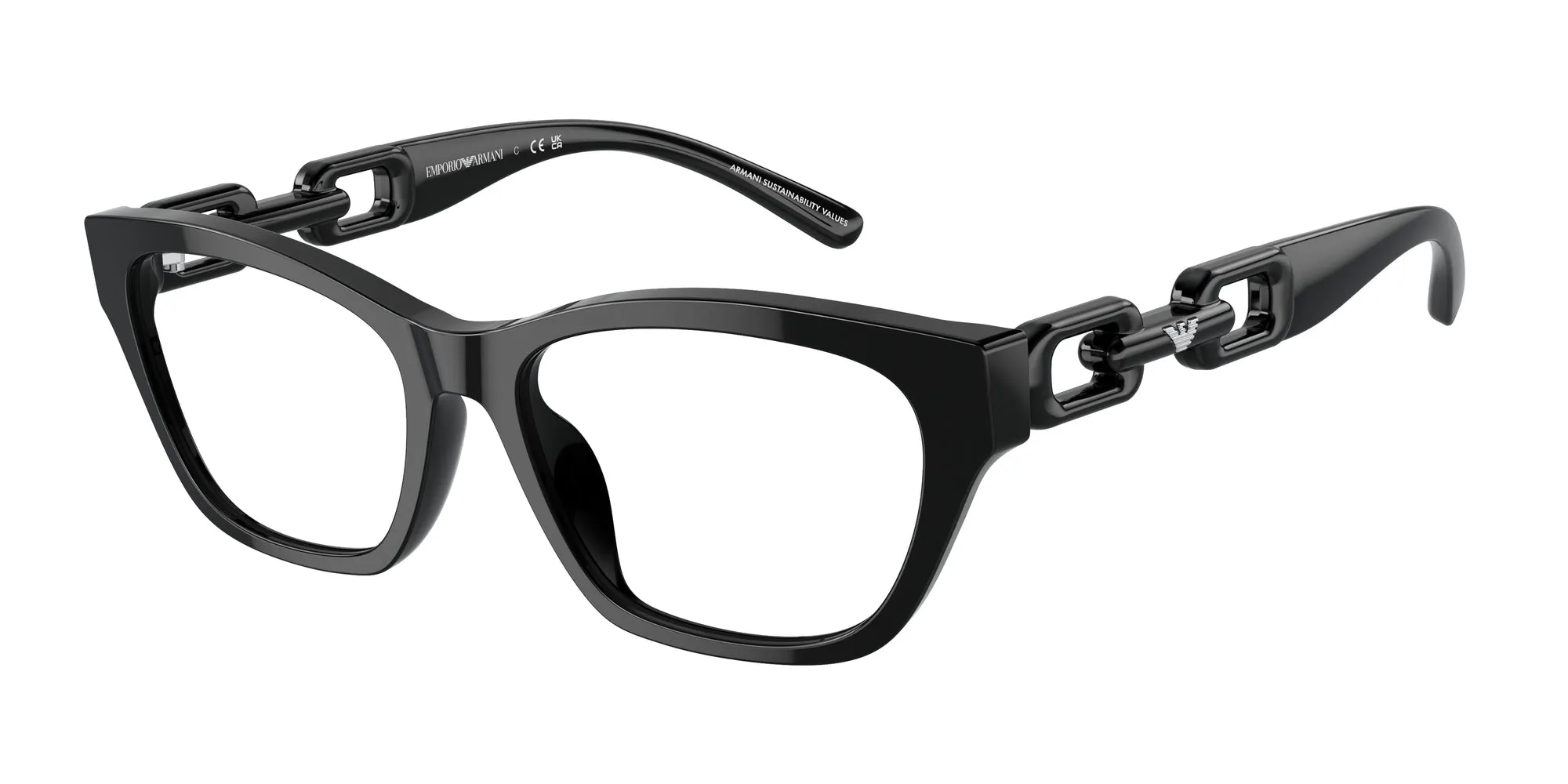 Emporio Armani EA3223U 5017 Montature da vista Acetato Nero Trasparente Cat Eye Normale - immagine 1