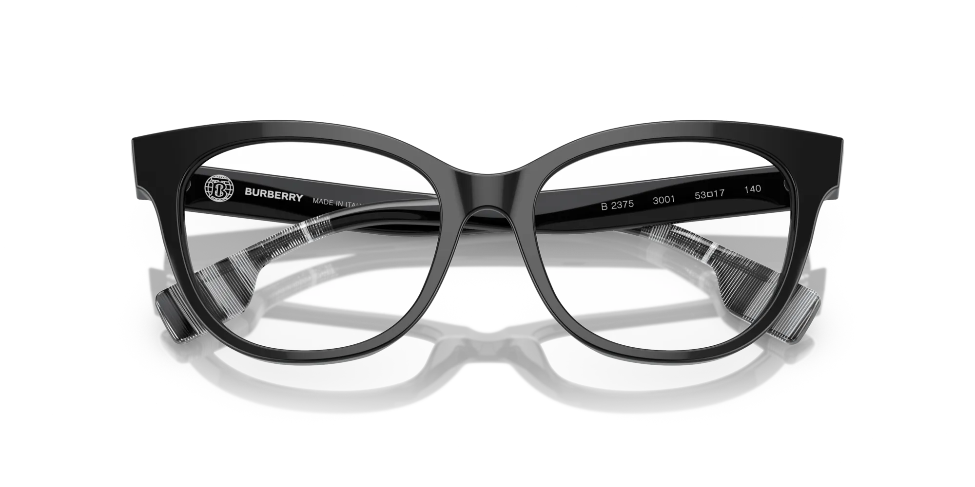 Burberry BE2375 EVELYN 3001 Montature da vista Acetato Nero Trasparente Cat Eye Normale - immagine 2