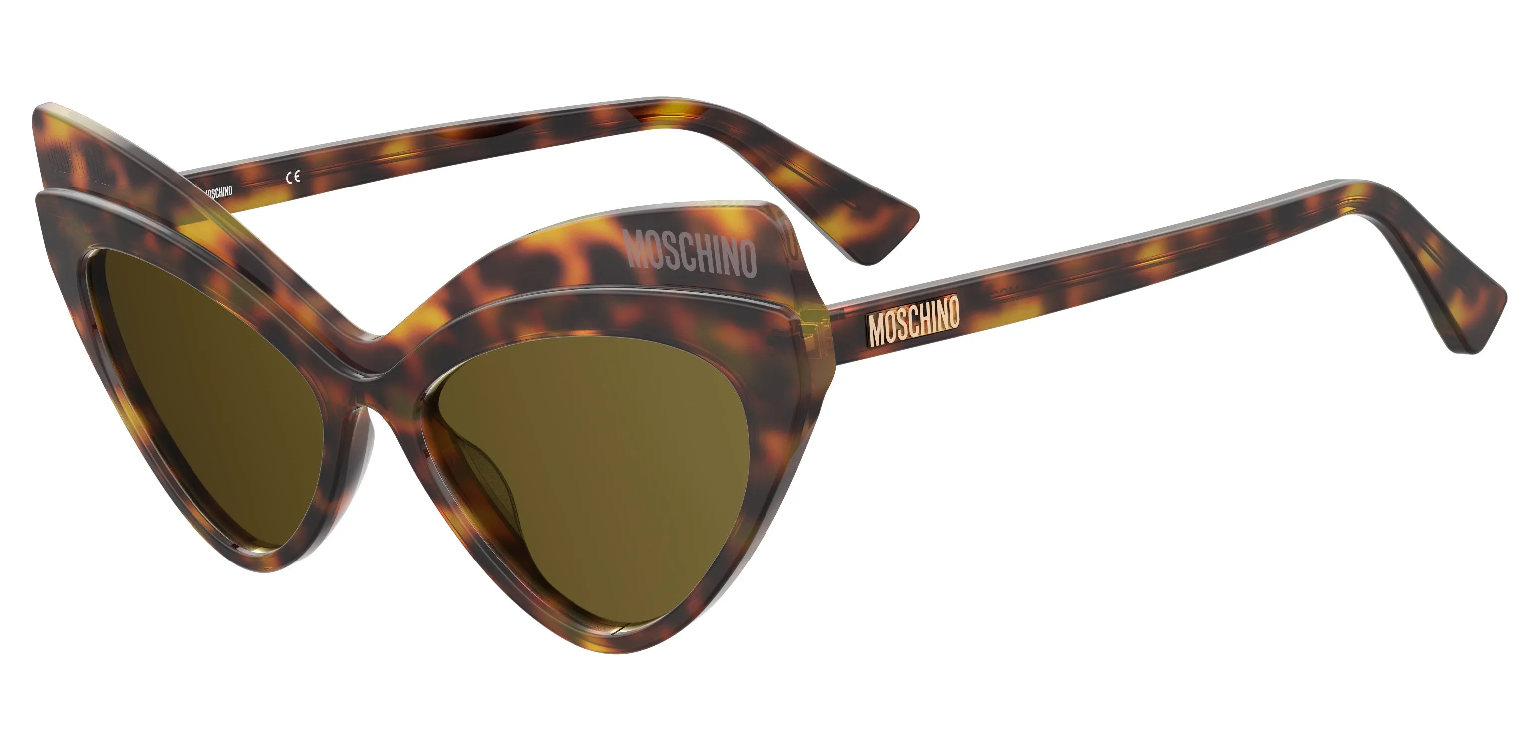 Moschino MOS080/S SDP/QT Occhiali da sole Acetato Havana Verde Cat Eye - immagine 1