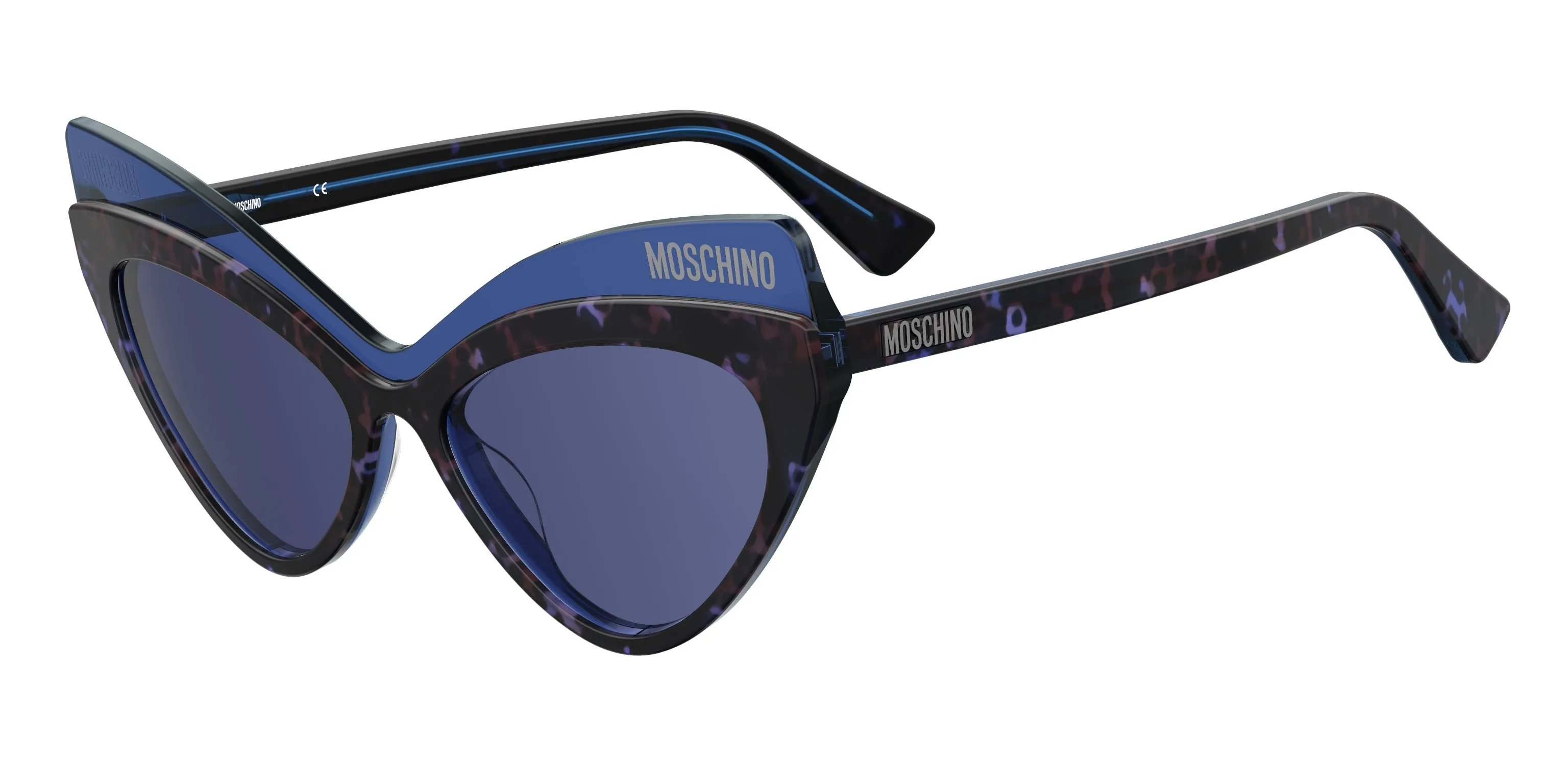 Moschino MOS080/S IPR/KU Occhiali da sole Acetato Havana Blu Cat Eye - immagine 1