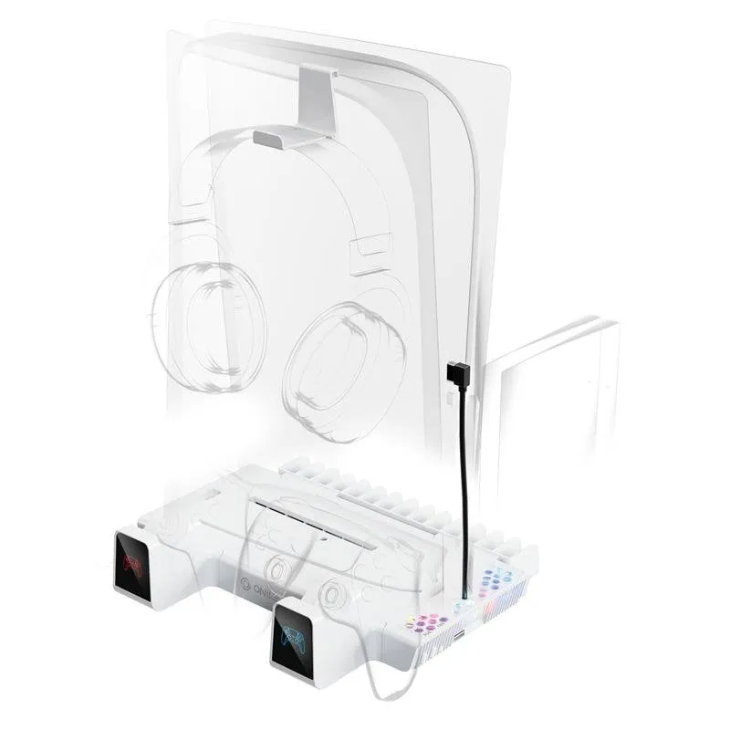Base di ricarica ONiVERSE Nexus 5 PS5 LED bianca multifunzione raffreddamento - immagine 1