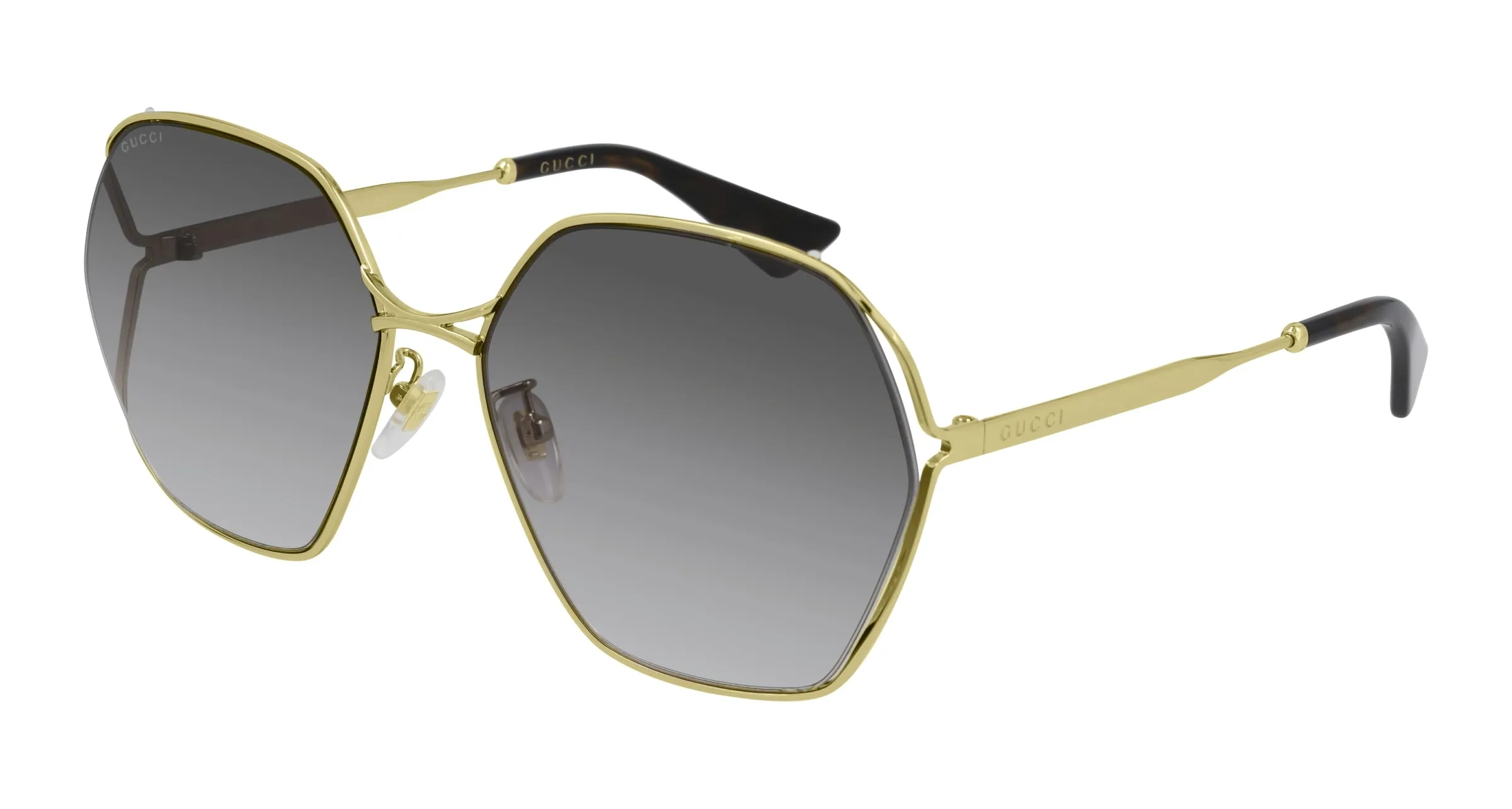 Gucci GG0818SA 001 Occhiali da sole Metallo Oro Grigio Geometrica Normale Sfumato - immagine 1
