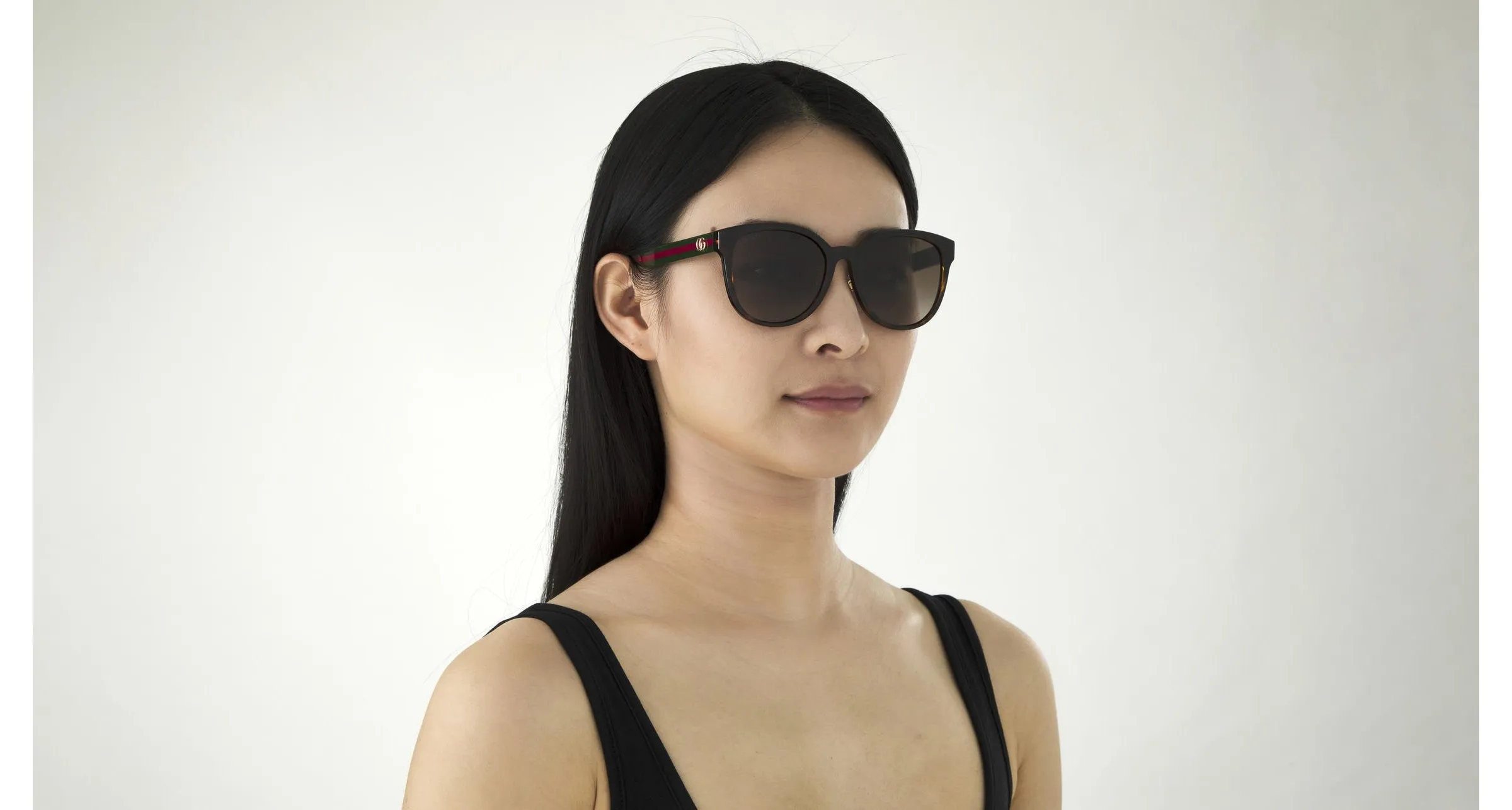 Gucci GG0854SK 003 Occhiali da sole Iniettato Havana Marrone Cat Eye Sfumato - immagine 2