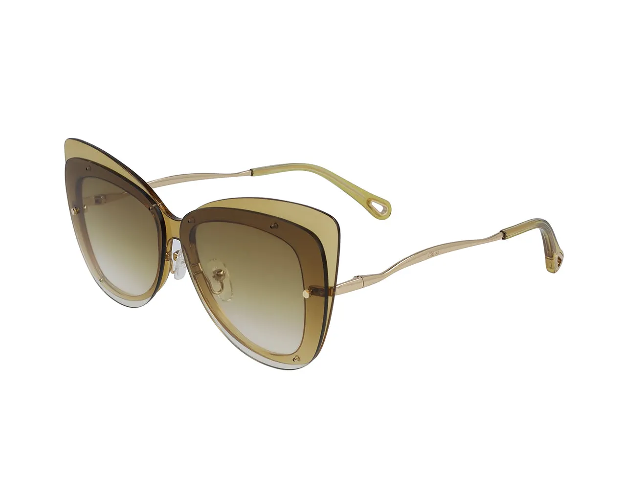 Chloé Donna CE175S 799 Occhiali da sole Plastica Giallo Giallo Cat Eye Normale Sfumato - immagine 1