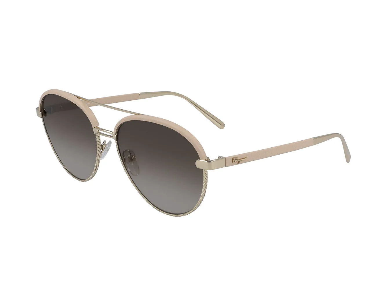 Ferragamo SF229SL 42684 718 Occhiali da sole Metallo Oro Grigio Pilot Normale Sfumato - immagine 1