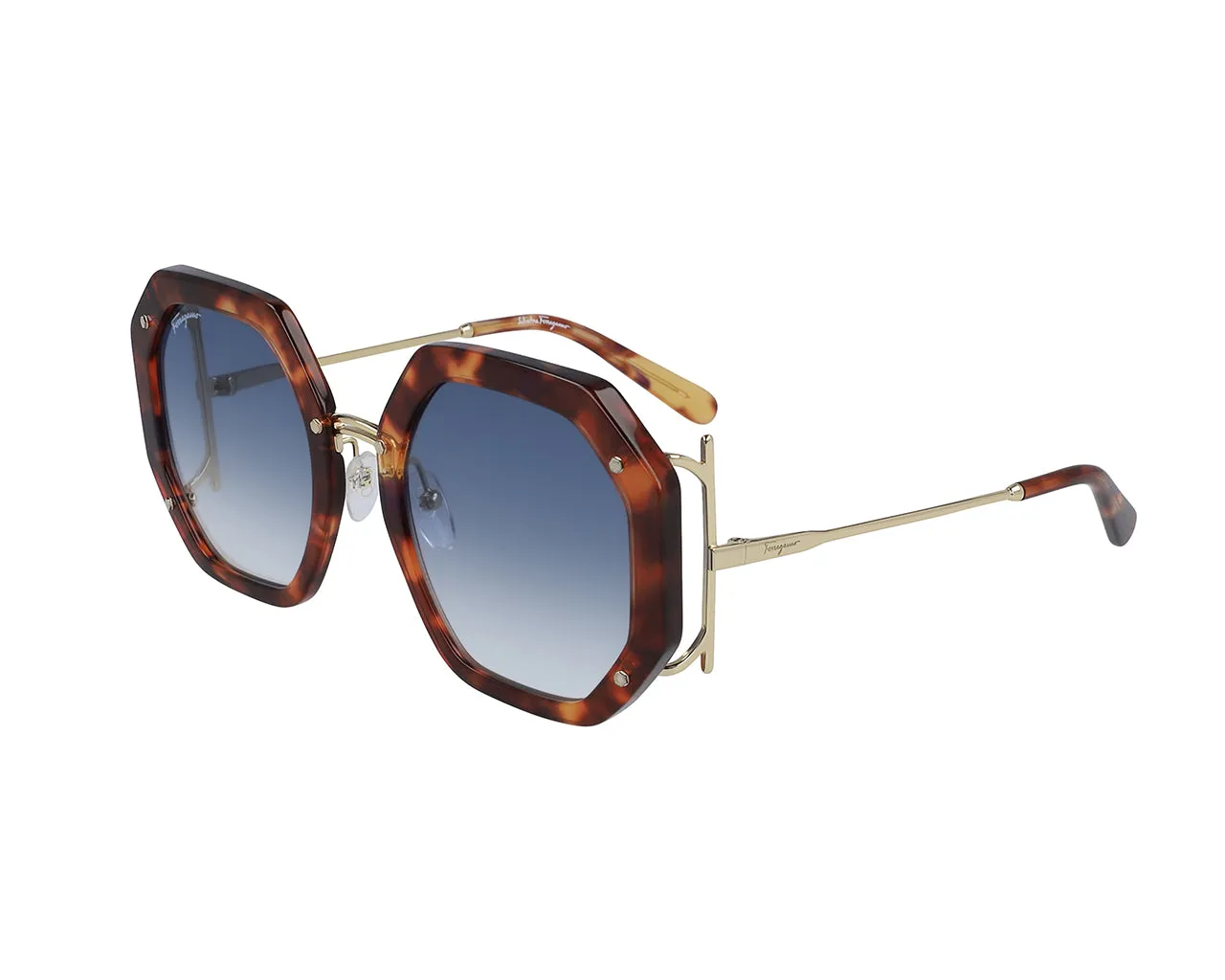Ferragamo SF940S 40984 214 Occhiali da sole Acetato Havana Multicolore Geometrica Sfumato - immagine 1